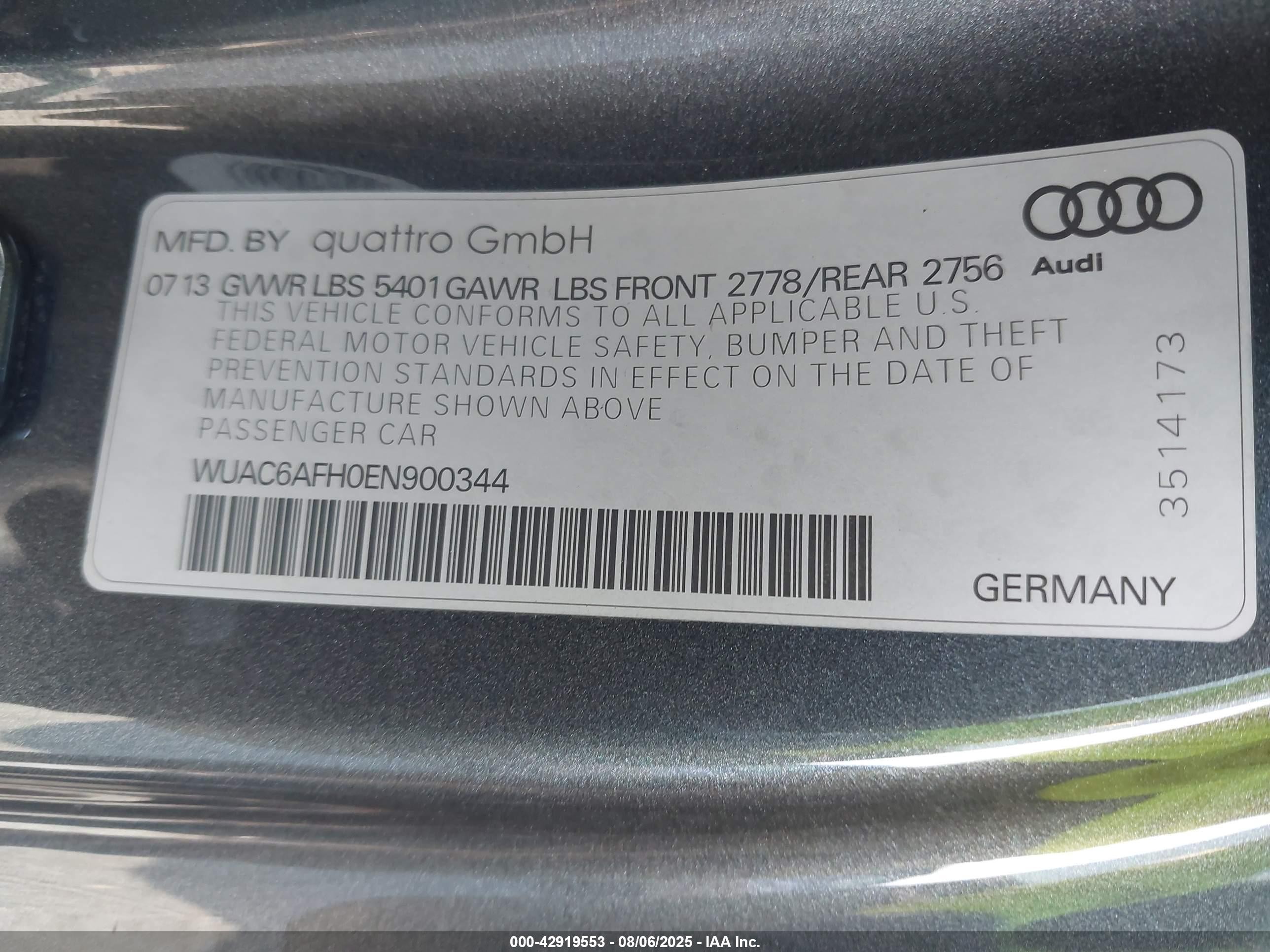 2014 Audi Rs 5 4.2 Black vin: WUAC6AFH0EN900344