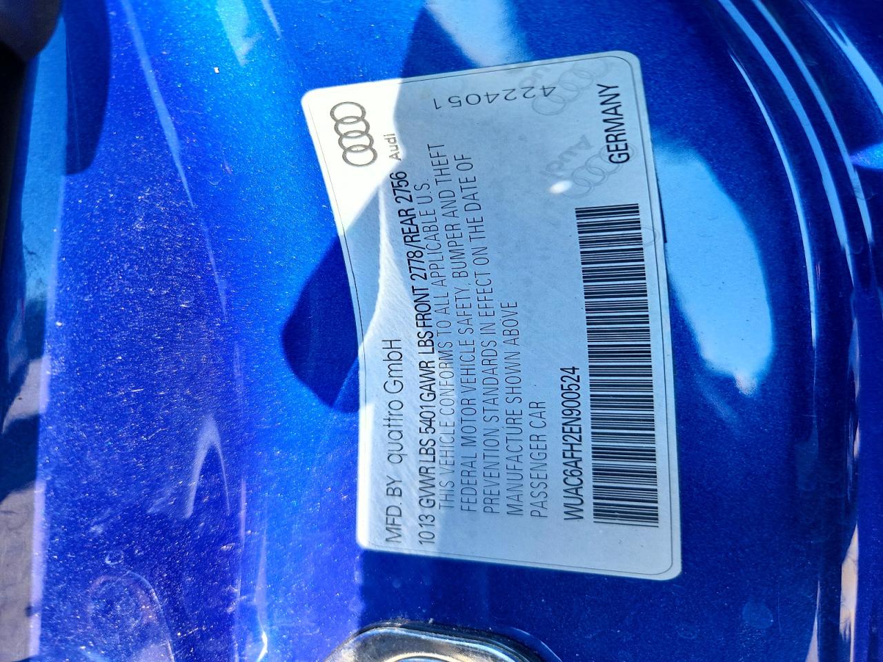 2014 Audi Rs5 Blue vin: WUAC6AFH2EN900524