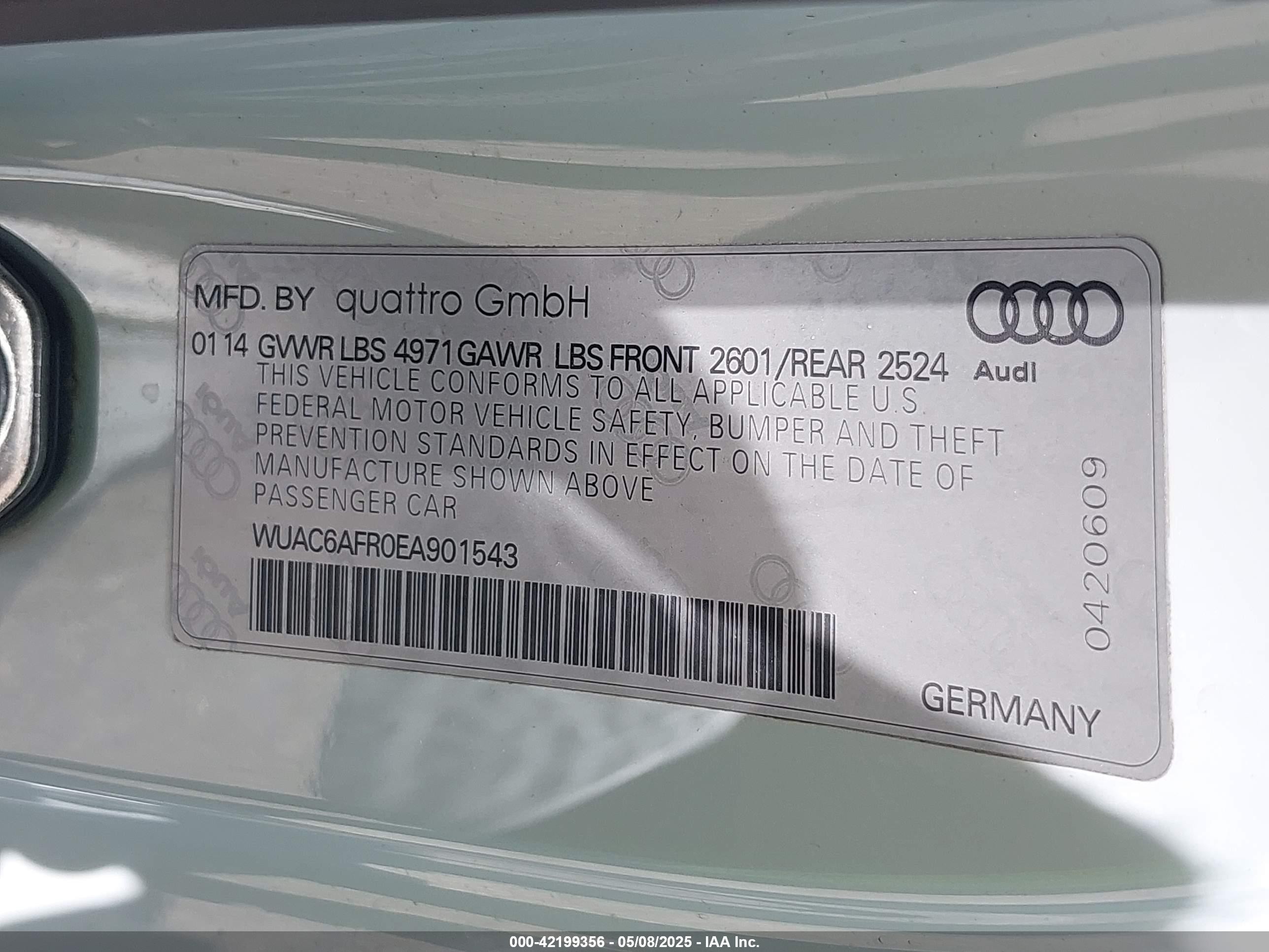 2014 Audi Rs 5 4.2 White vin: WUAC6AFR0EA901543