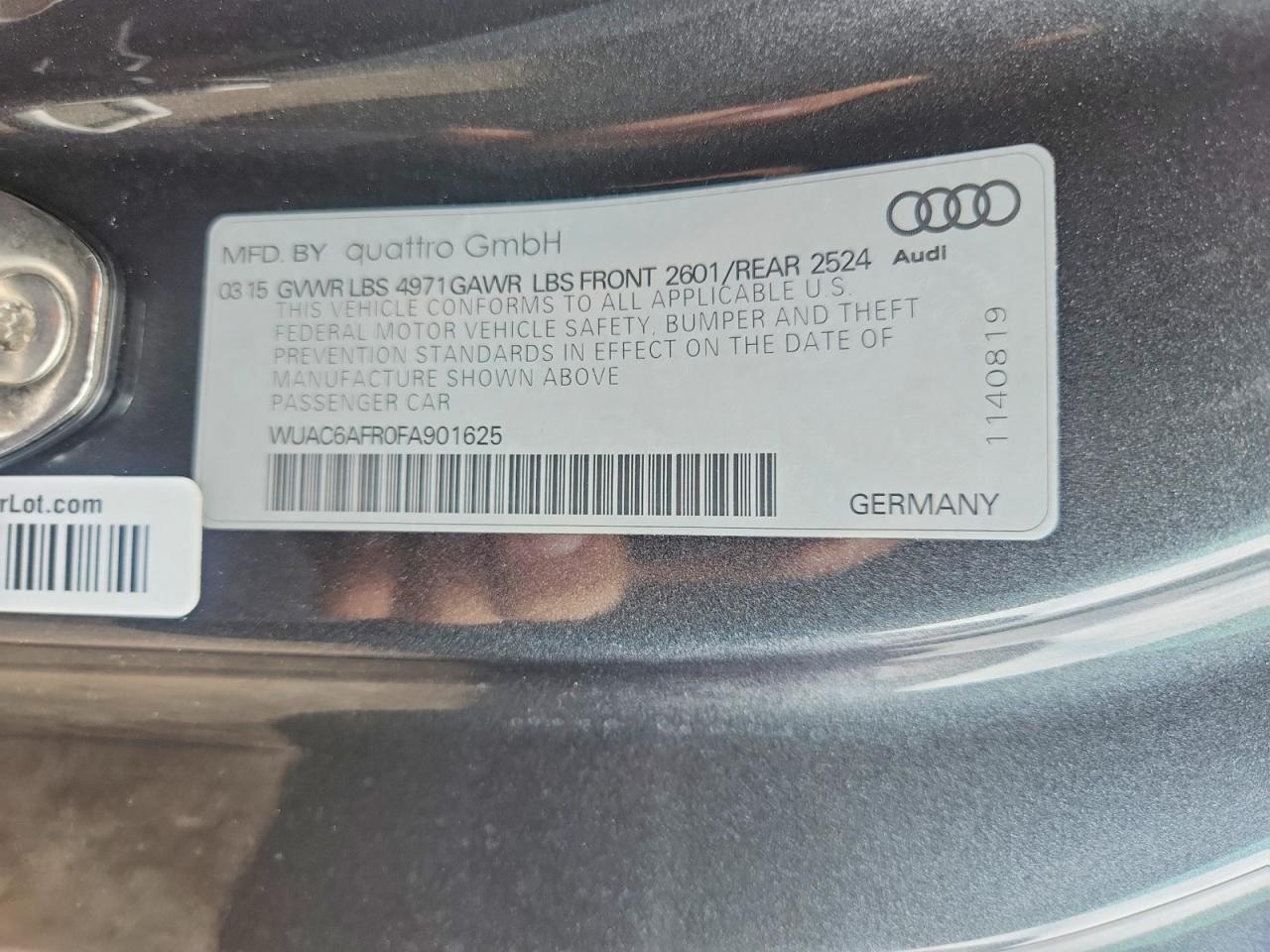 2015 Audi Rs5 Gray vin: WUAC6AFR0FA901625