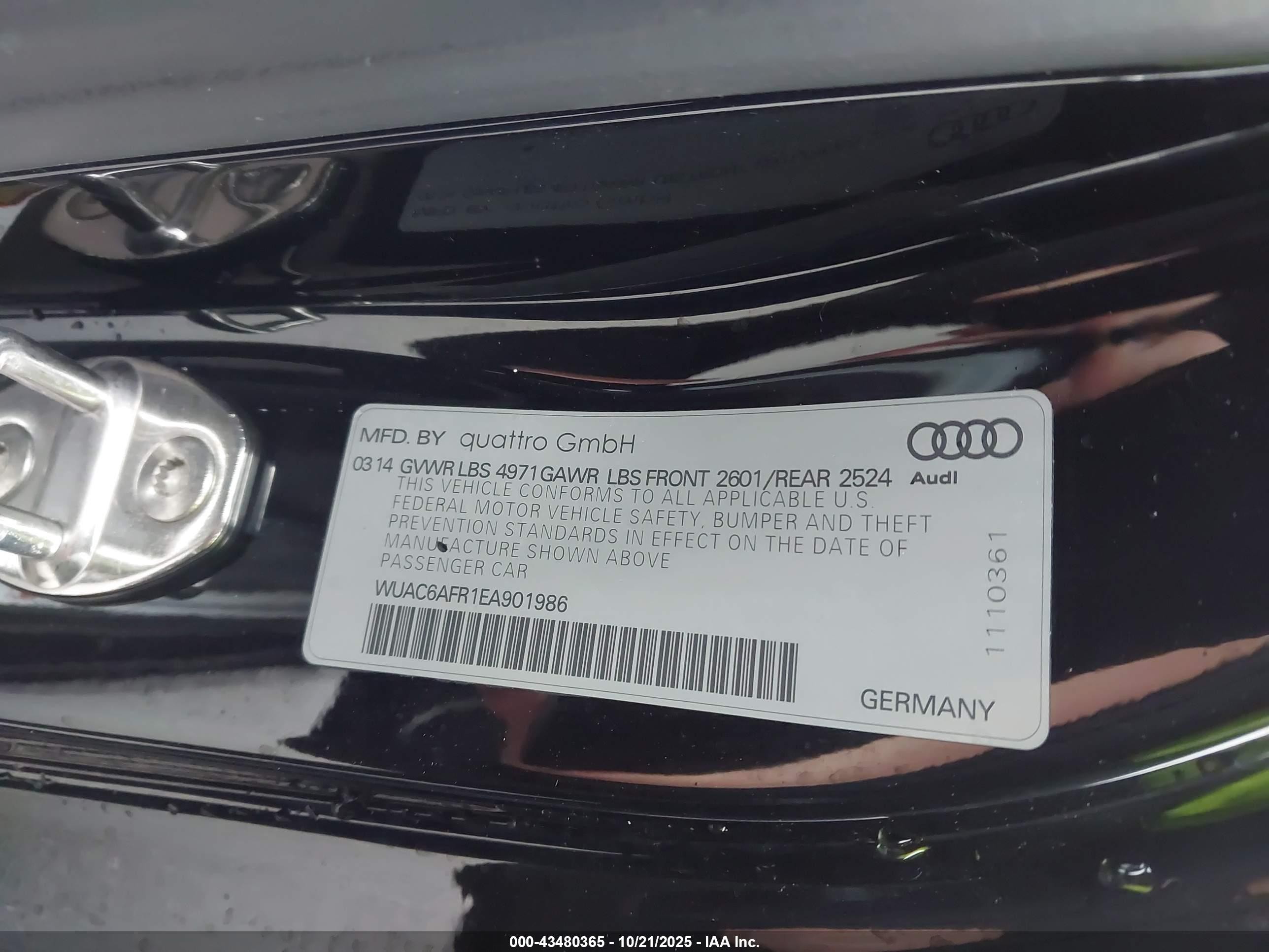 2014 Audi Rs 5 4.2 Черный vin: WUAC6AFR1EA901986