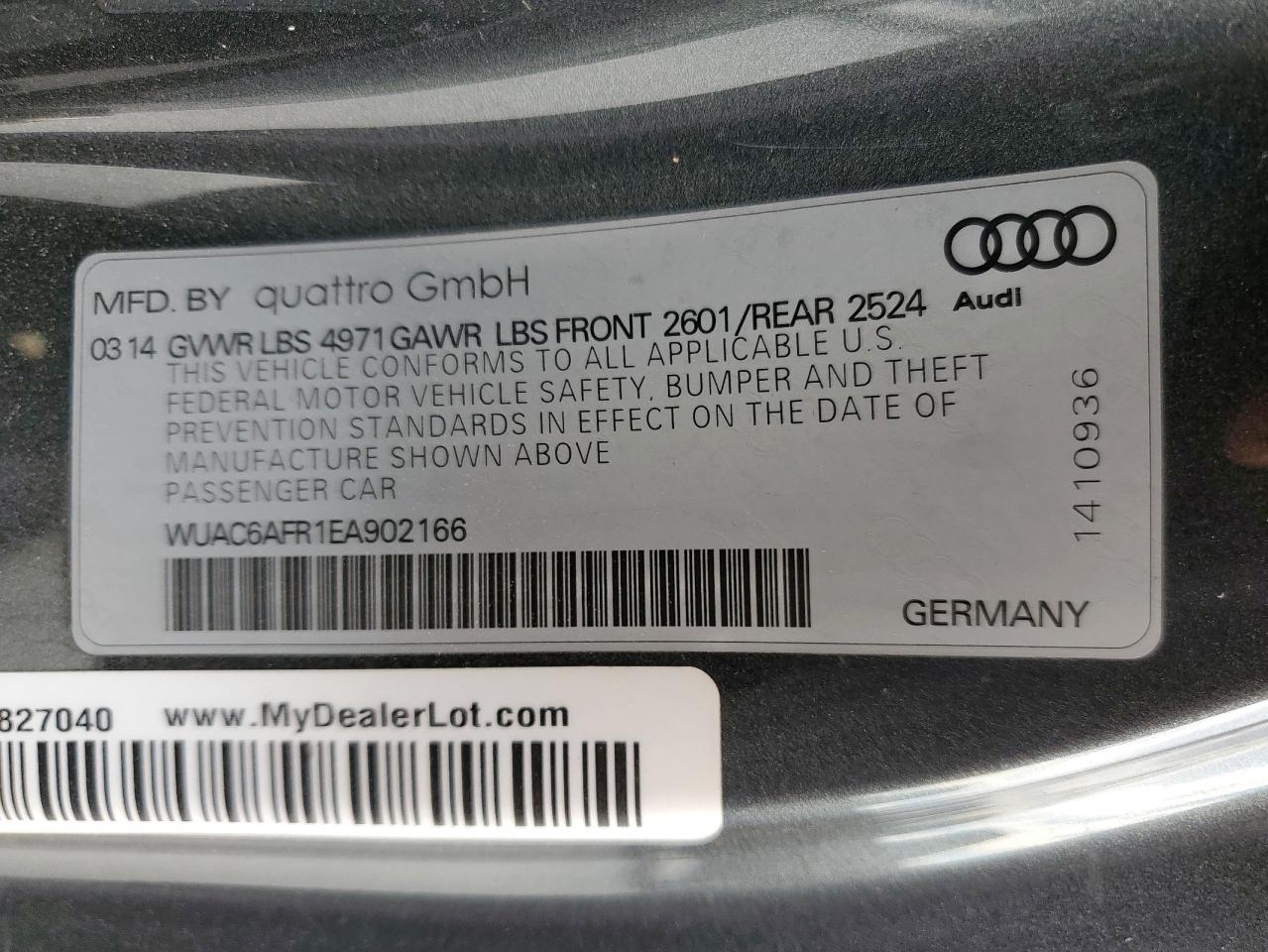 2014 Audi Rs5 Gray vin: WUAC6AFR1EA902166
