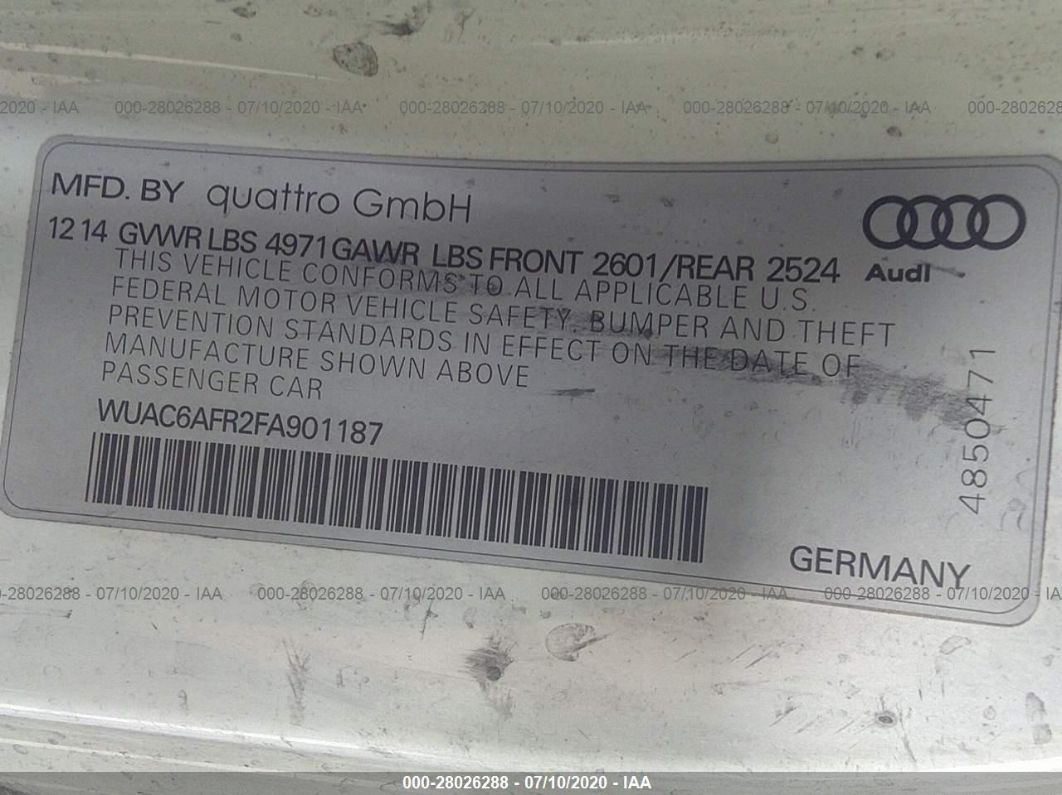 2015 Audi Rs 5 White vin: WUAC6AFR2FA901187