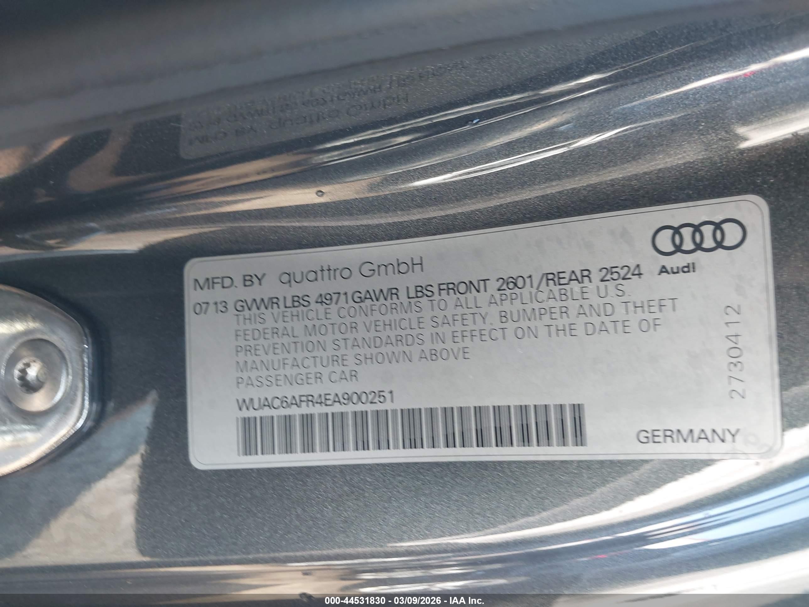 2014 Audi Rs 5 4.2 Gray vin: WUAC6AFR4EA900251