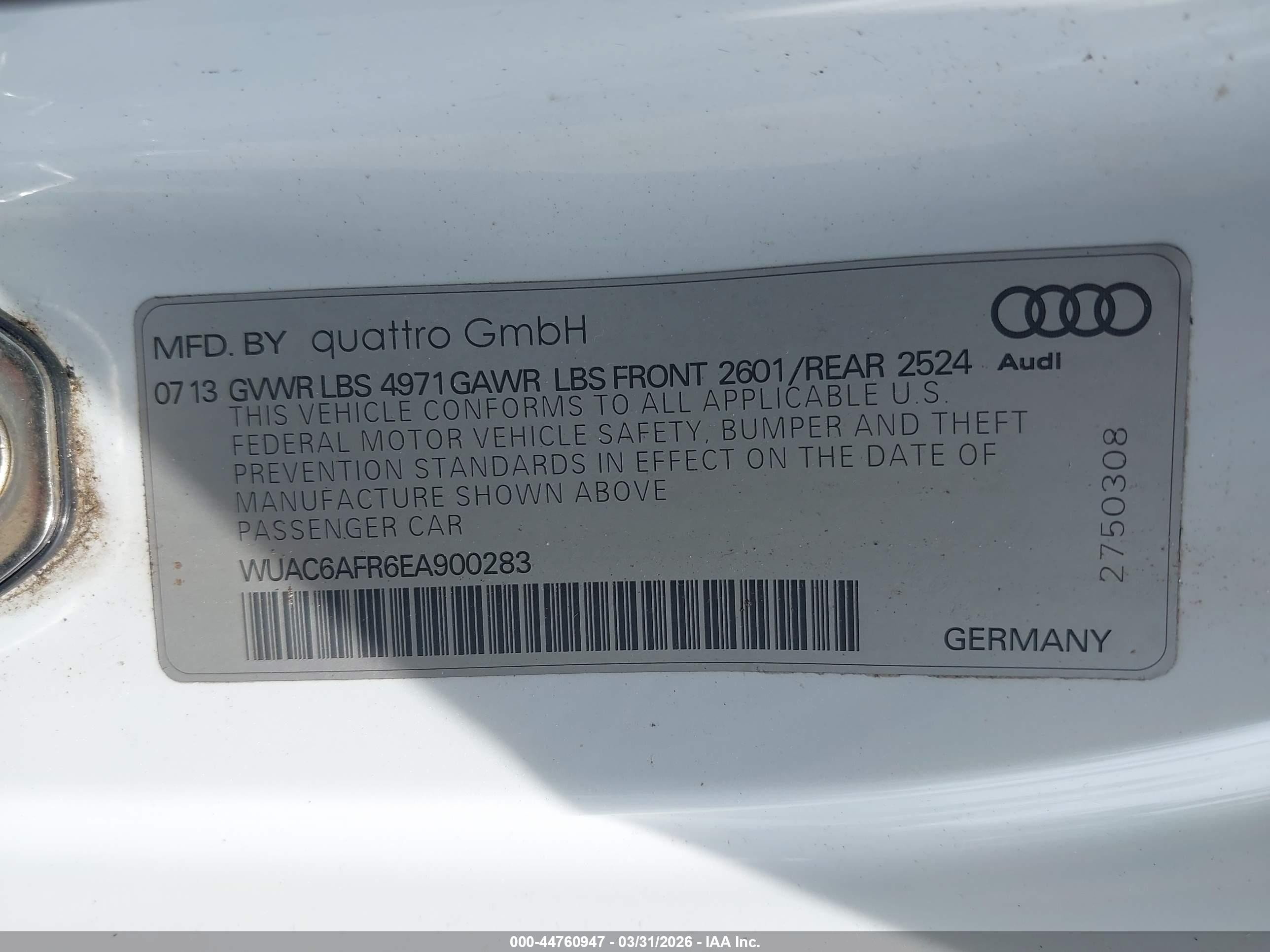 2014 Audi Rs 5 4.2 White vin: WUAC6AFR6EA900283