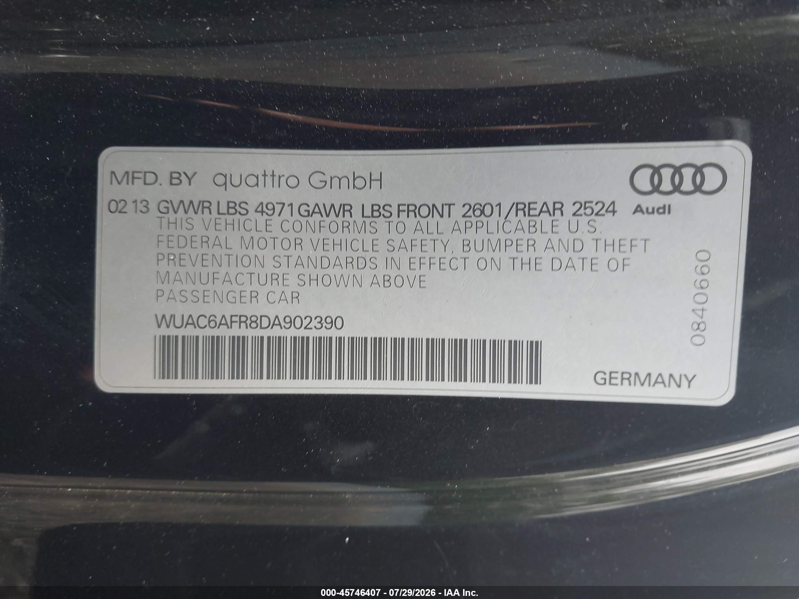 2013 Audi Rs 5 4.2 Black vin: WUAC6AFR8DA902390