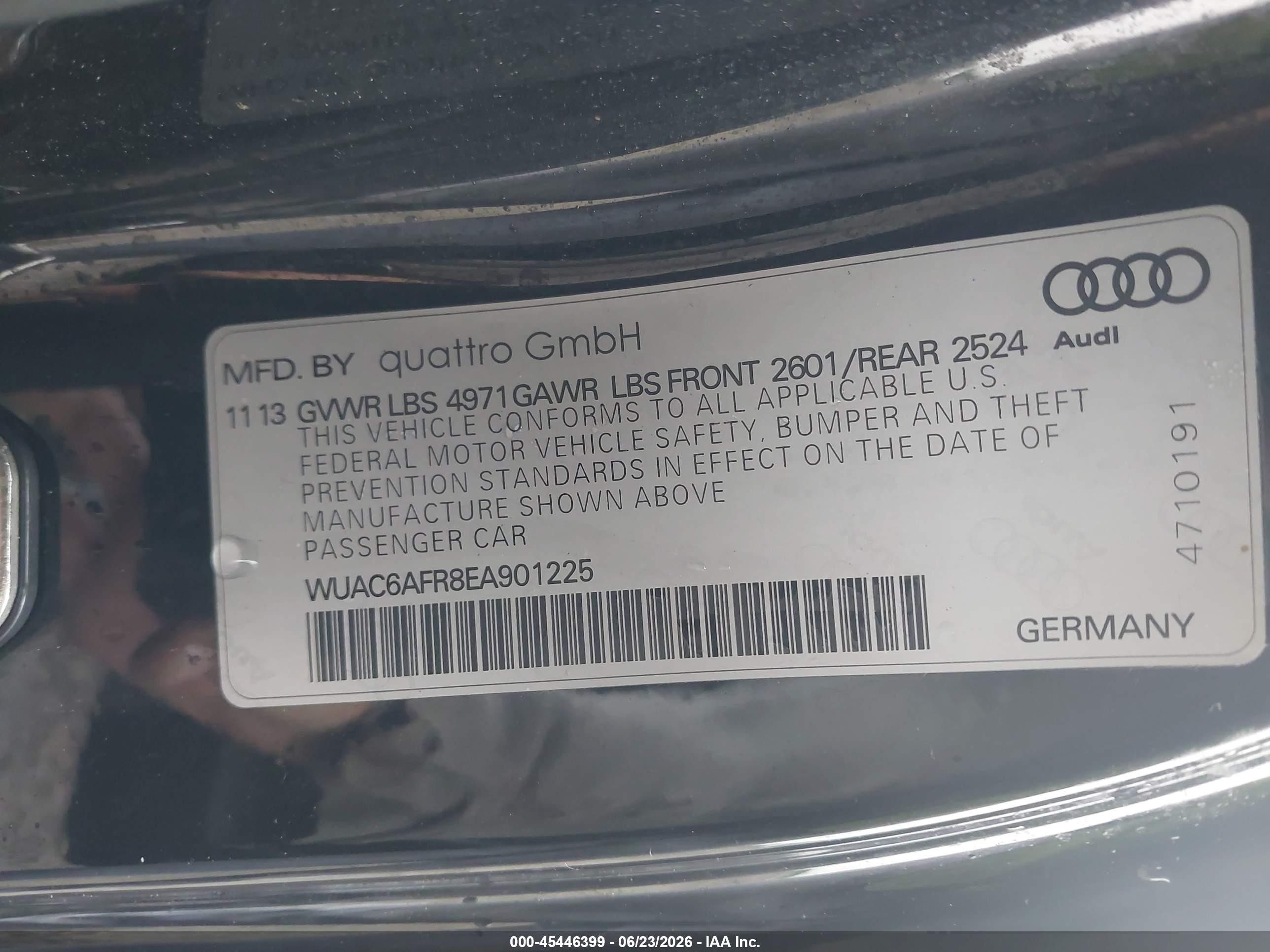2014 Audi Rs 5 4.2 Black vin: WUAC6AFR8EA901225