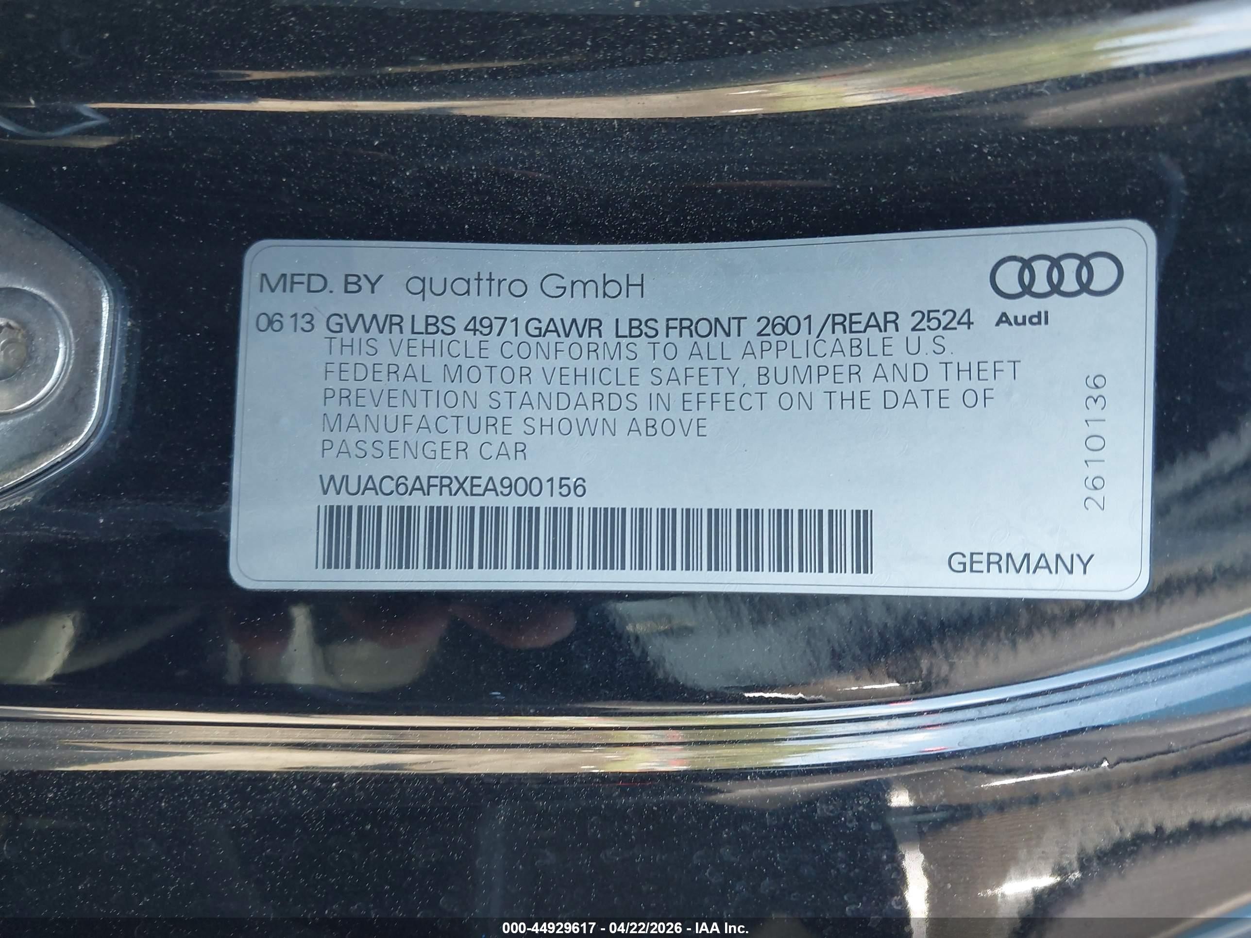 2014 Audi Rs 5 4.2 Black vin: WUAC6AFRXEA900156