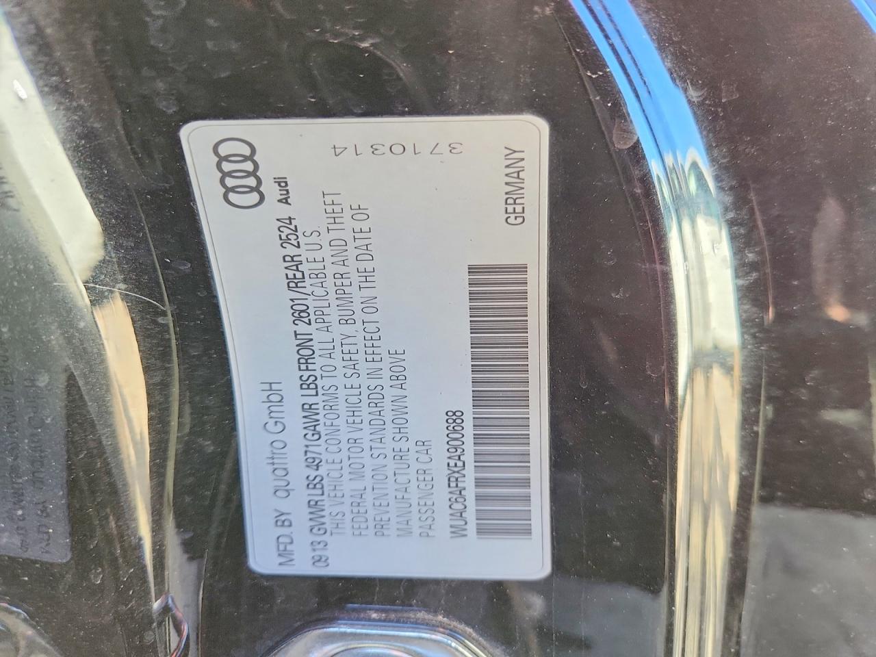 2014 Audi Rs5 Черный vin: WUAC6AFRXEA900688