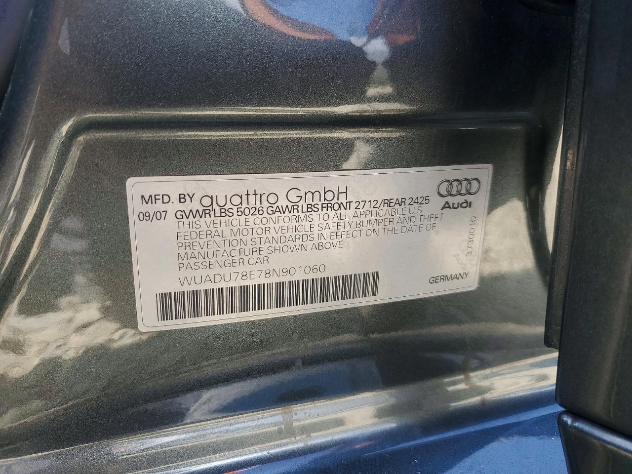 2008 Audi Rs4 Quattro Gray vin: WUADU78E78N901060
