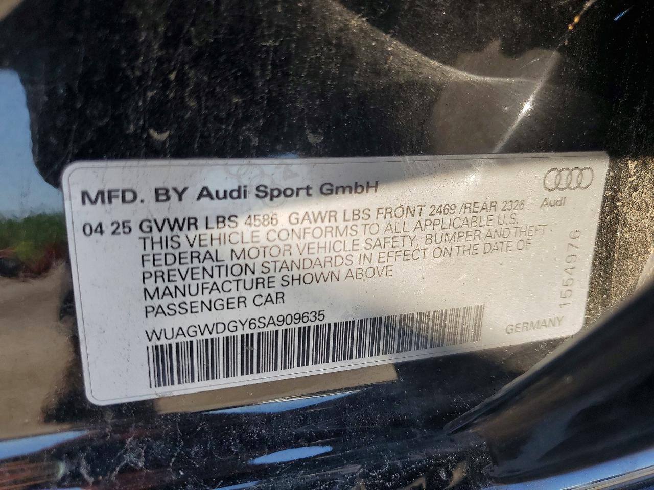 2025 Audi Rs3 Black vin: WUAGWDGY6SA909635