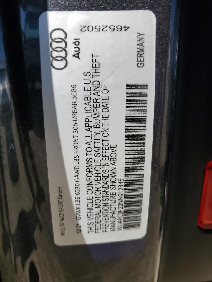 2022 Audi Rs7 Gray vin: WUAPCBF22NN912345