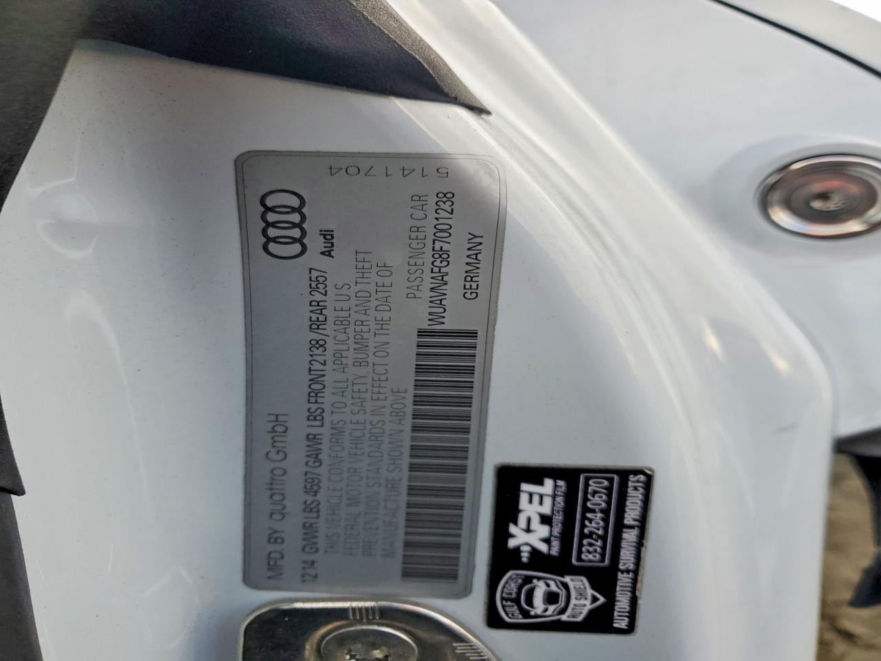 2015 Audi R8 5.2 Quattro White vin: WUAVNAFG8F7001238