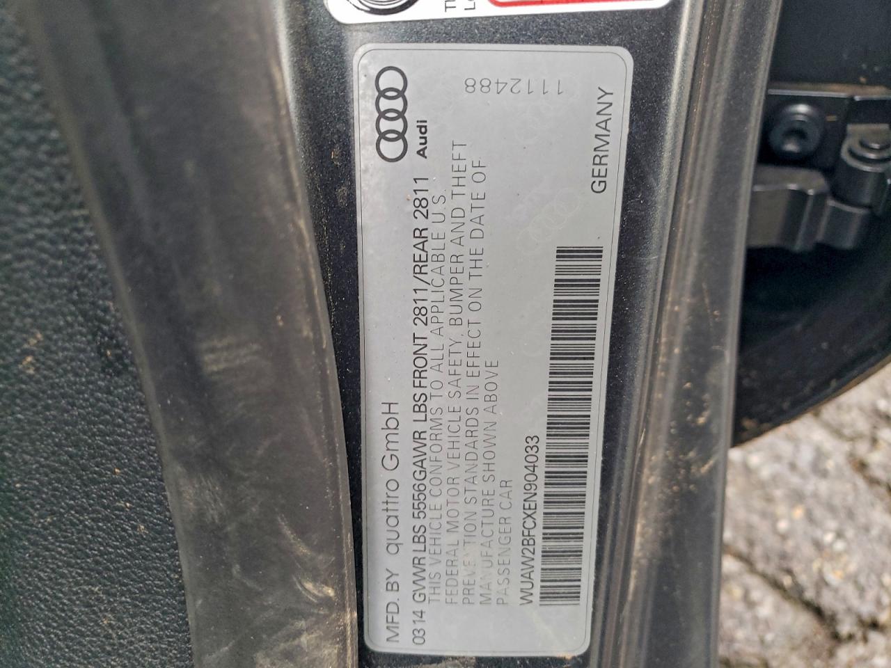 2014 Audi Rs7 Gray vin: WUAW2BFCXEN904033