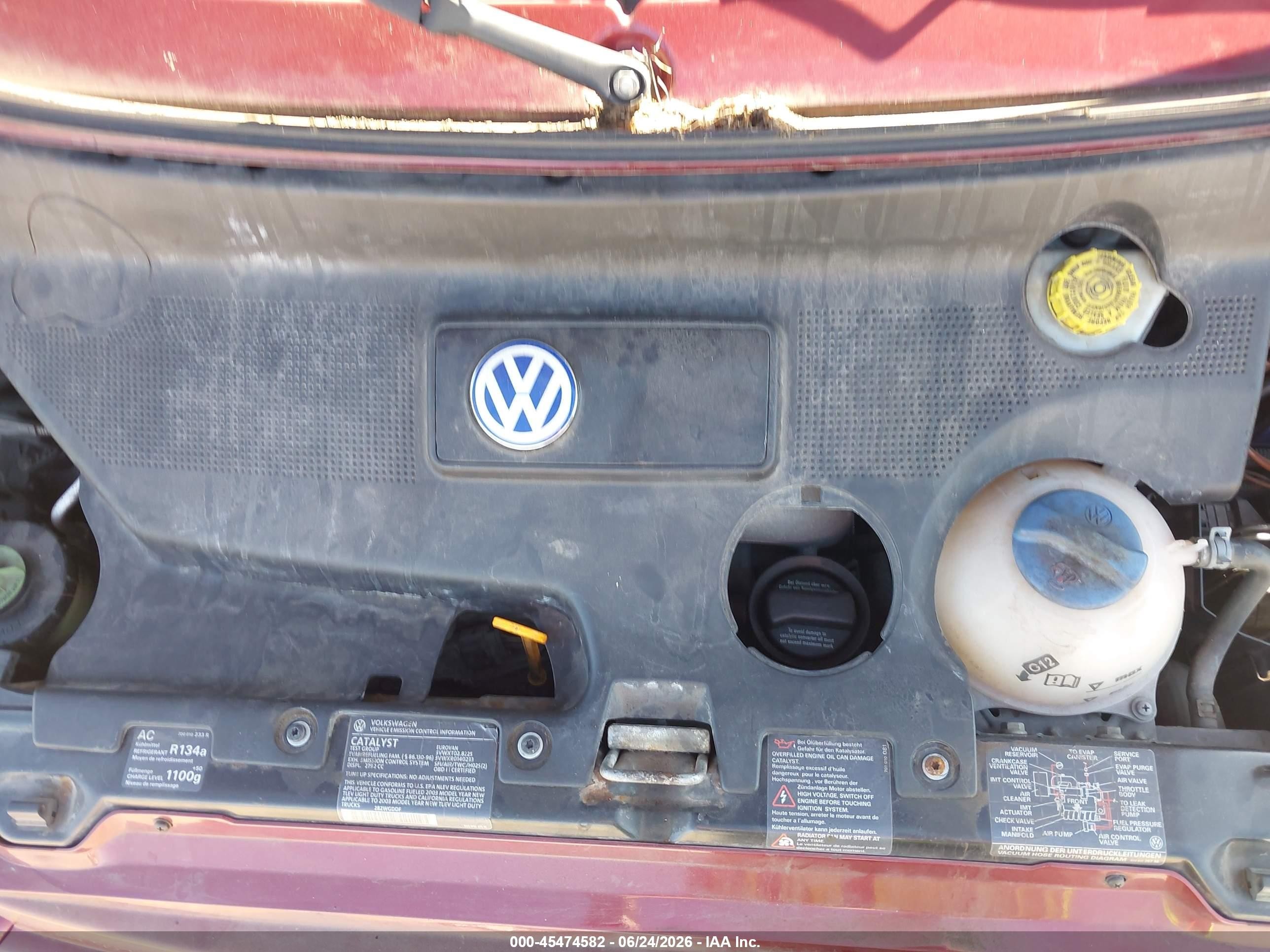 2003 Volkswagen Eurovan Mv Maroon vin: WV2MB47063H025064