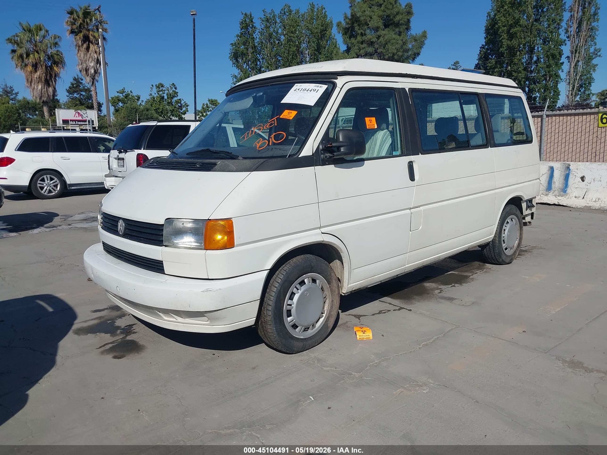 1993 Volkswagen Eurovan Mv Белый vin: WV2MD0705PH033374