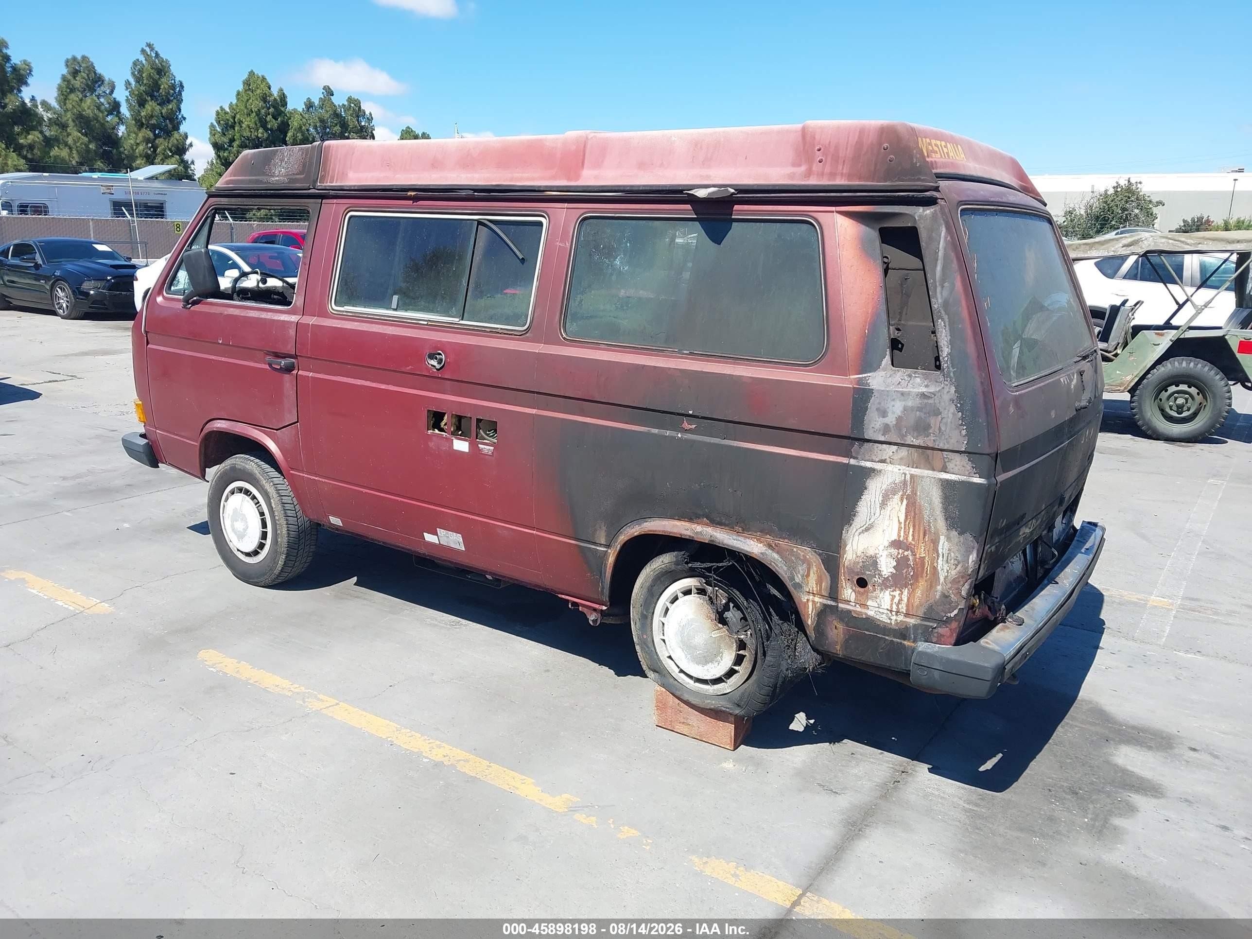 1987 Volkswagen Vanagon Campmobile Maroon vin: WV2ZB0253HH004763
