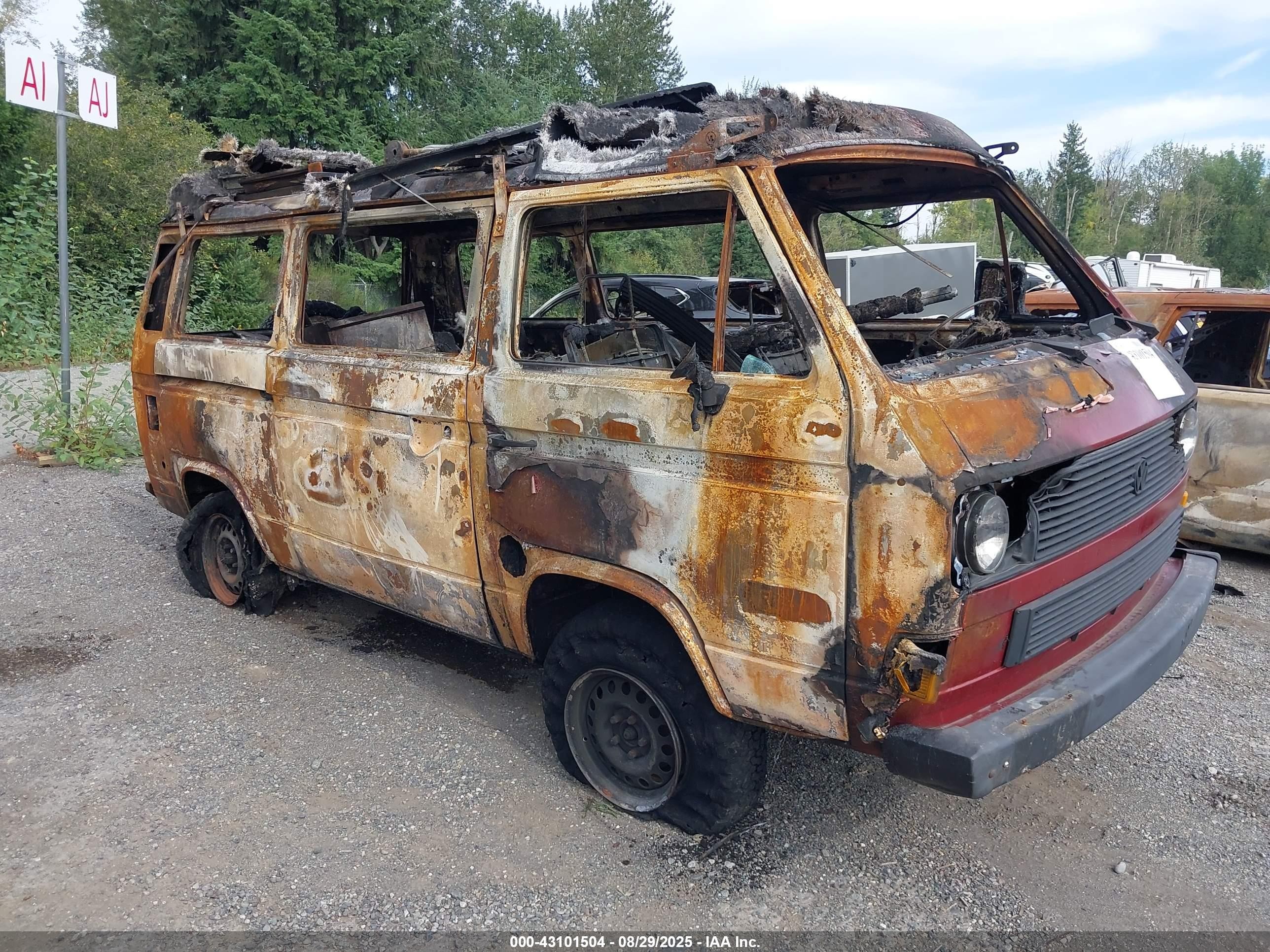 1987 Volkswagen Vanagon Campmobile Burgundy vin: WV2ZB0256HH047896