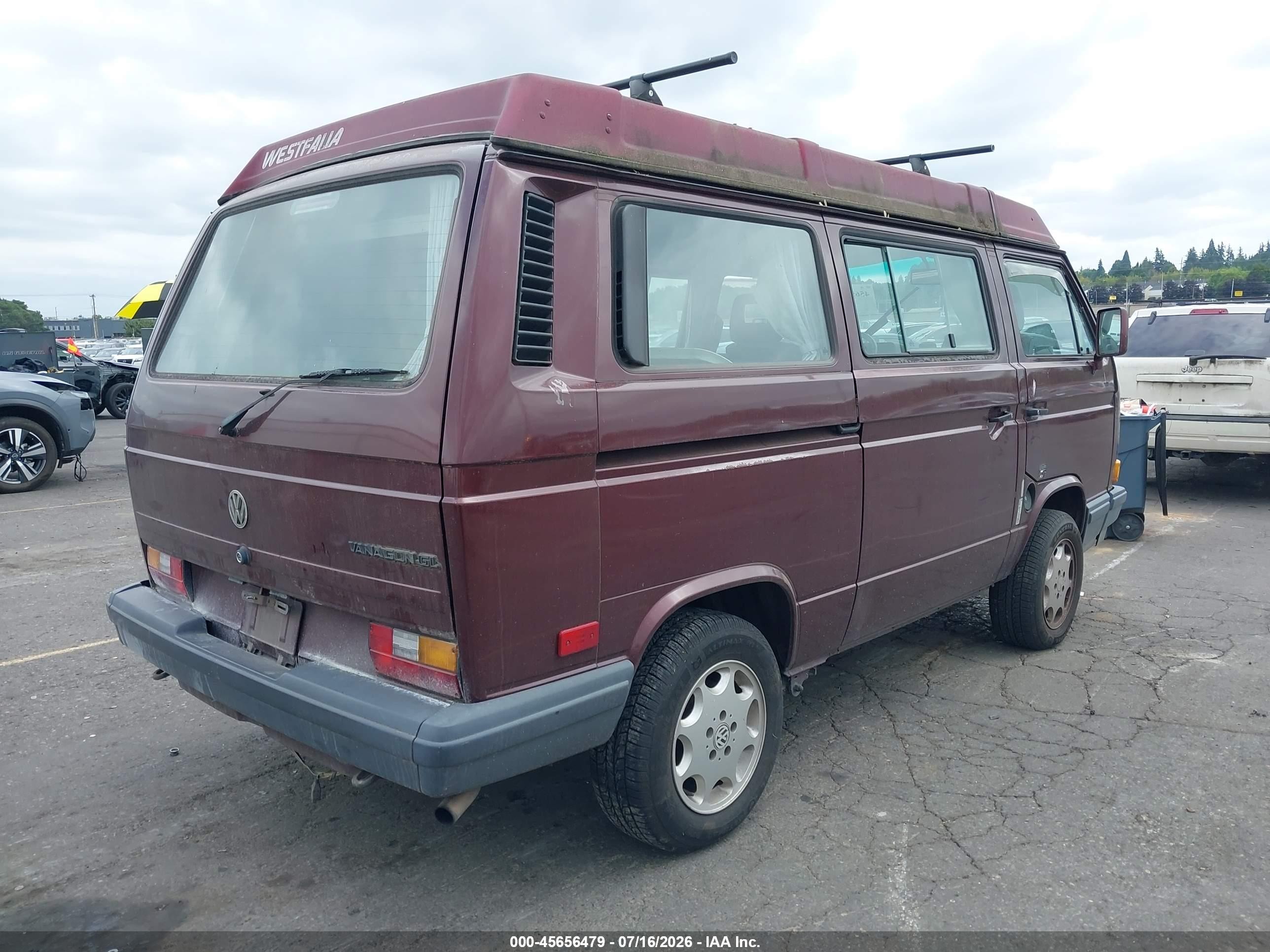 1991 Volkswagen Vanagon Campmobile Бордовый vin: WV2ZB0259MG006808