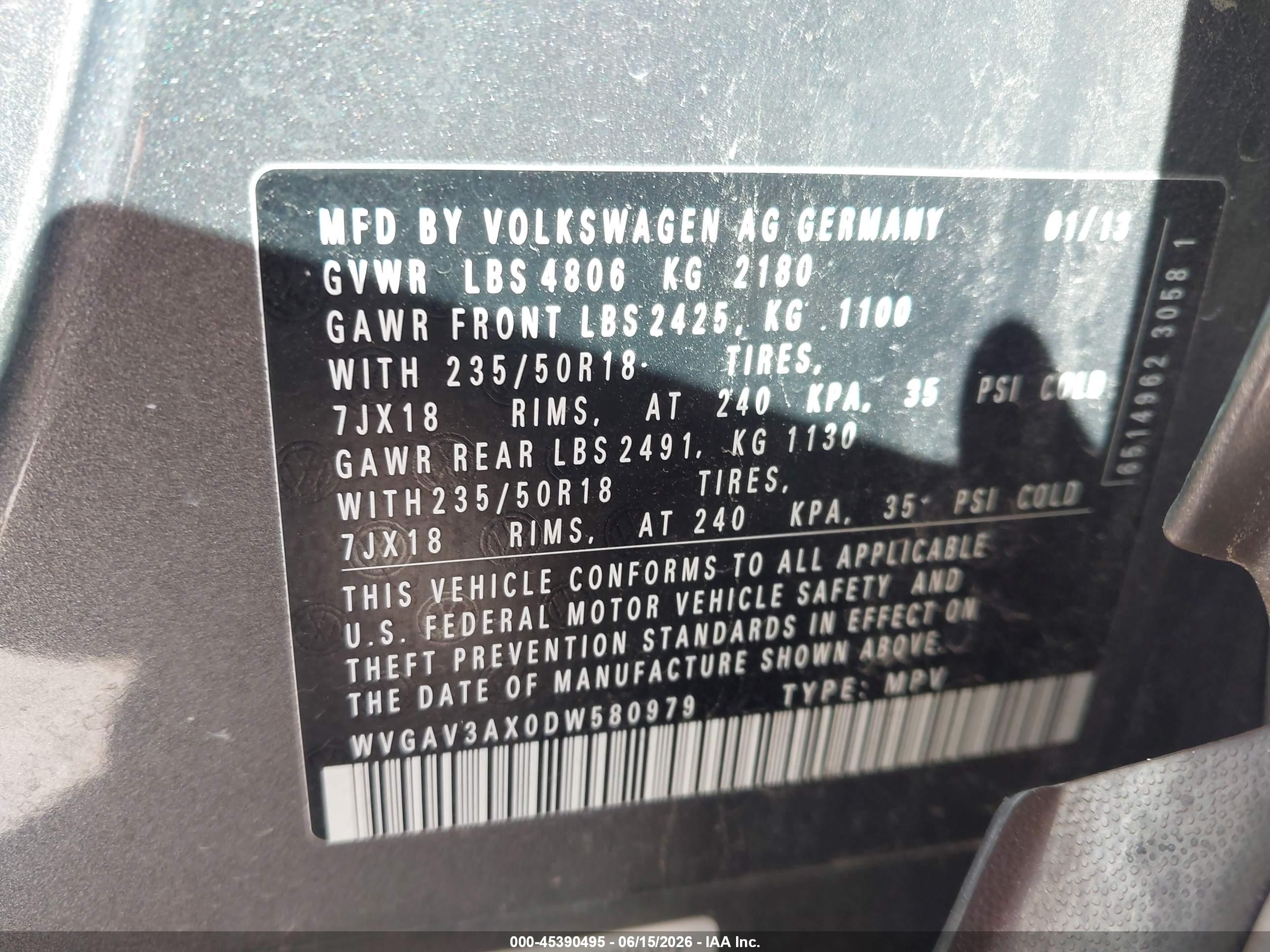 2013 Volkswagen Tiguan Se Gray vin: WVGAV3AX0DW580979