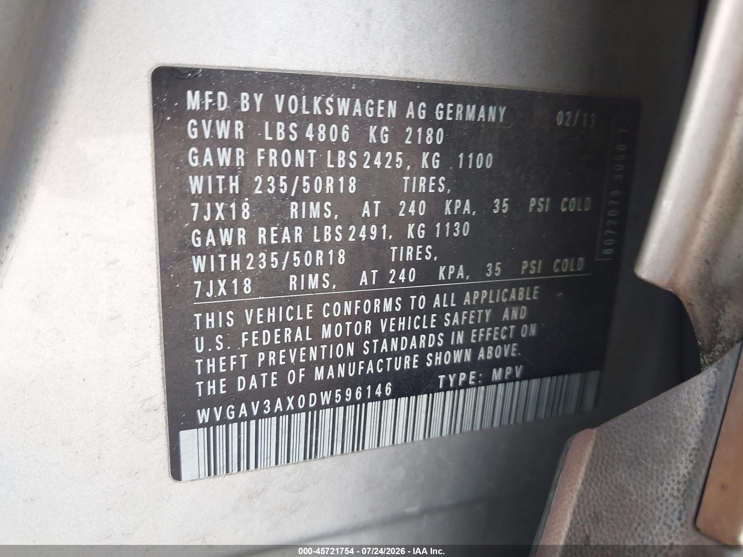 2013 Volkswagen Tiguan Se Silver vin: WVGAV3AX0DW596146
