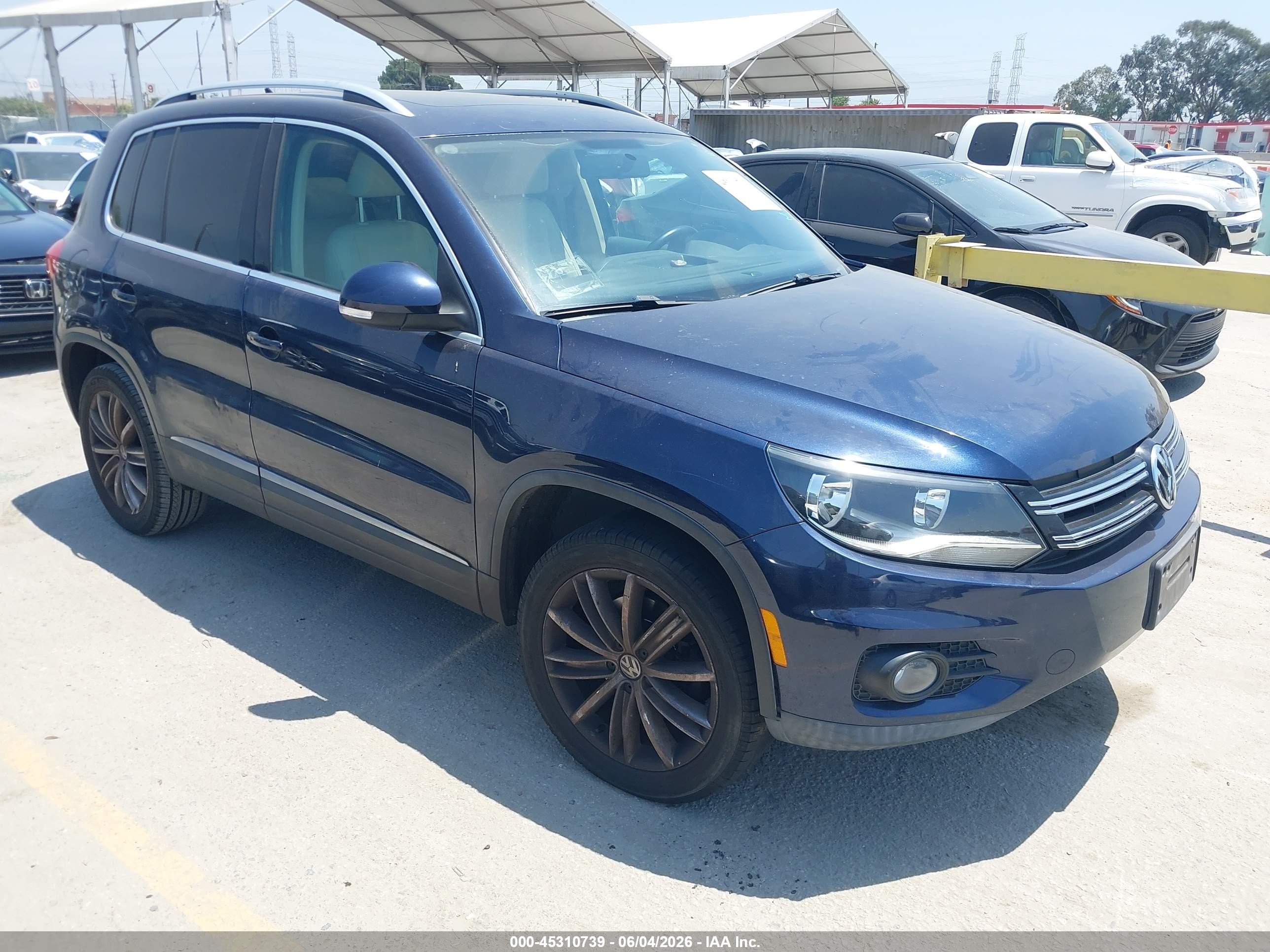 2014 Volkswagen Tiguan Sel Dark Blue vin: WVGAV3AX0EW537339