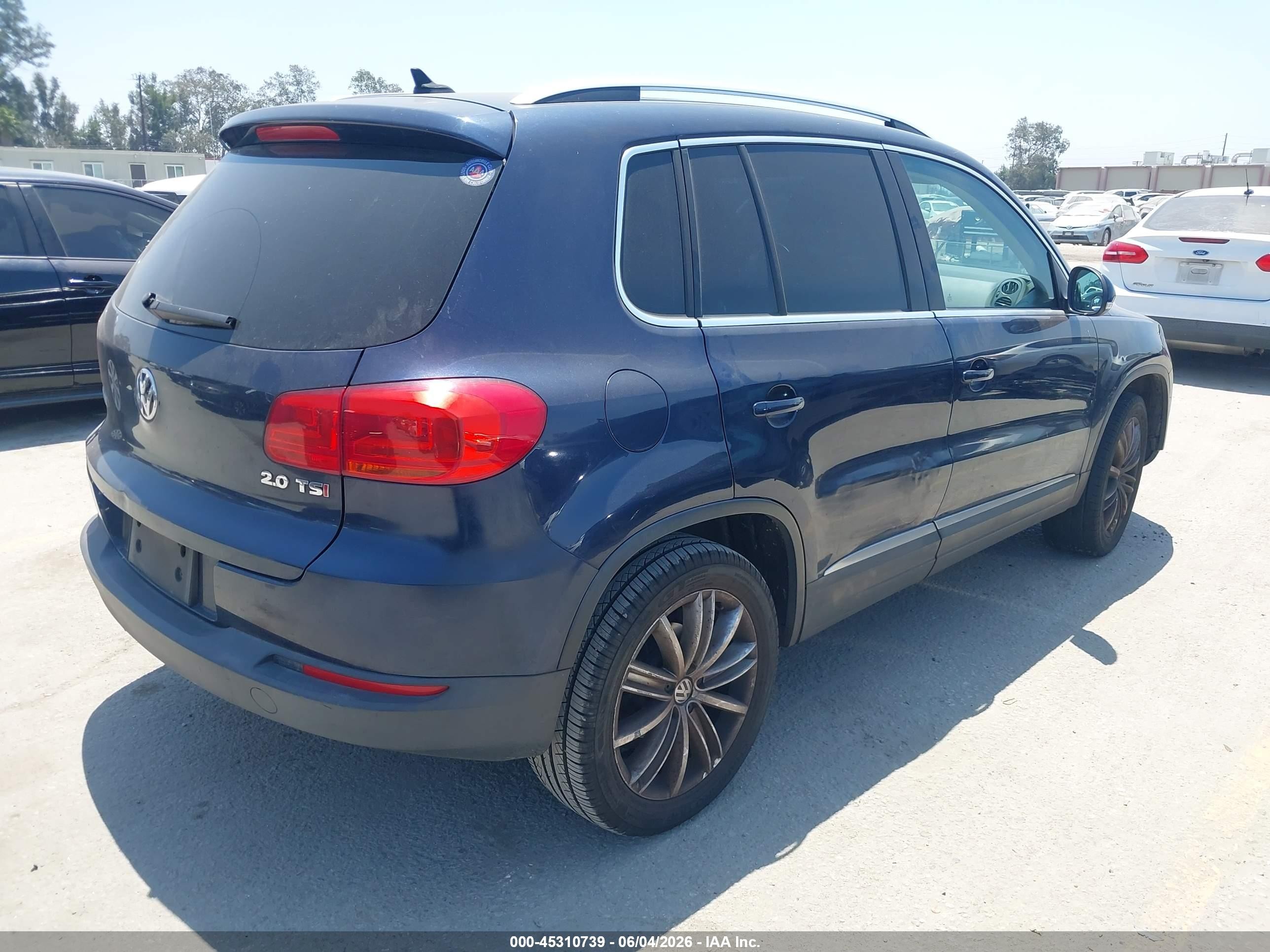 2014 Volkswagen Tiguan Sel Dark Blue vin: WVGAV3AX0EW537339