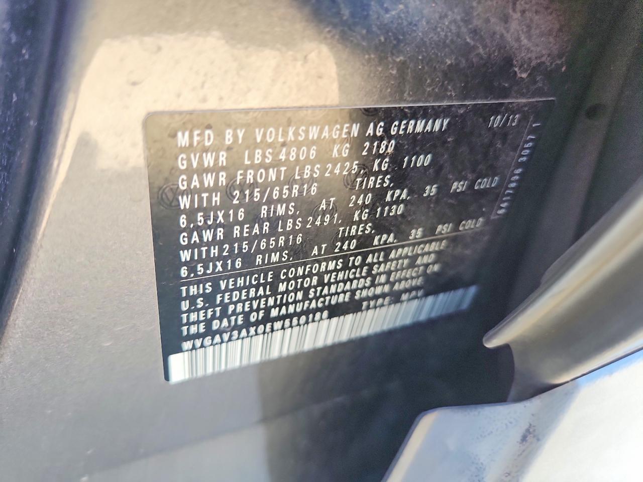 2014 Volkswagen Tiguan S Gray vin: WVGAV3AX0EW550186