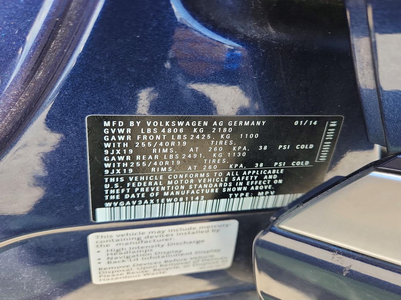 2014 Volkswagen Tiguan S Blue vin: WVGAV3AX1EW081142