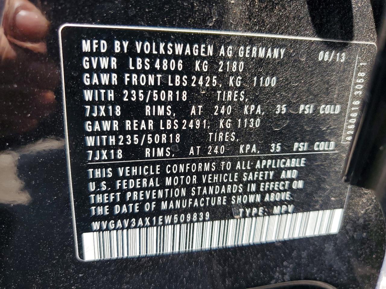 2014 Volkswagen Tiguan Black vin: WVGAV3AX1EW509839