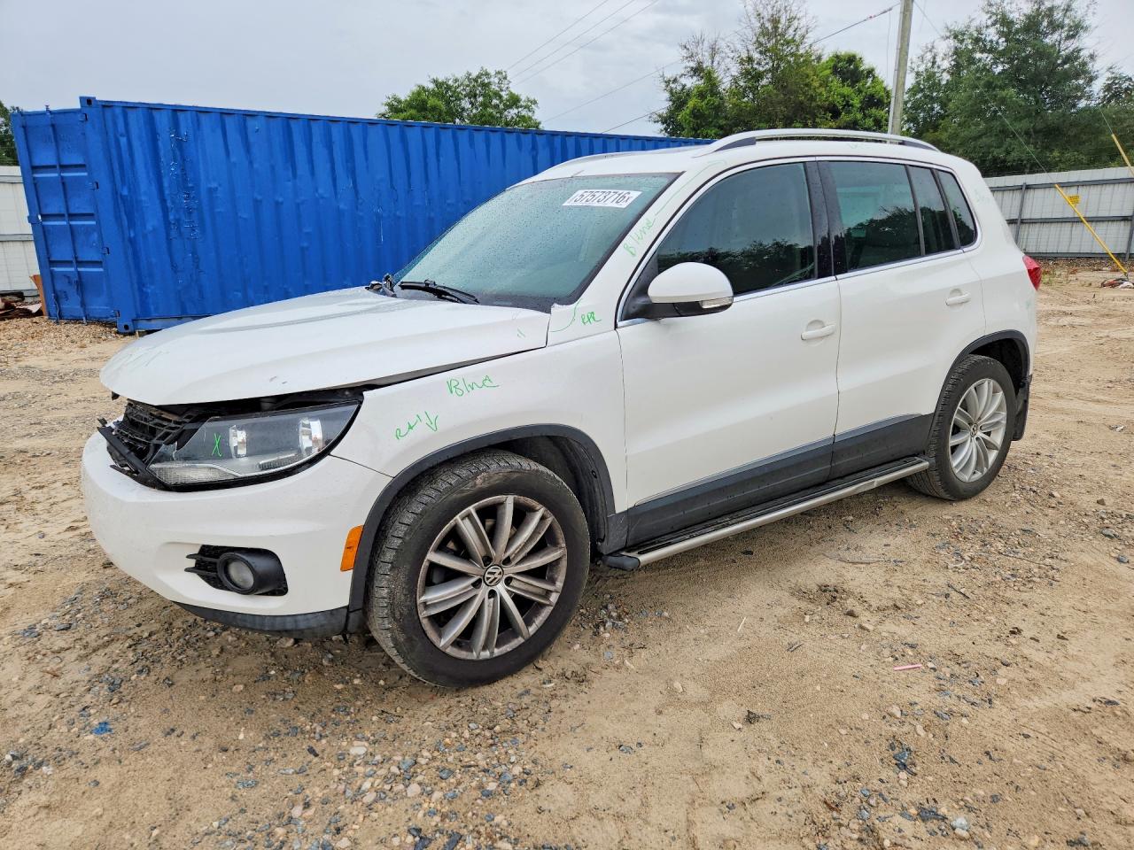 2014 Volkswagen Tiguan S White vin: WVGAV3AX1EW540878