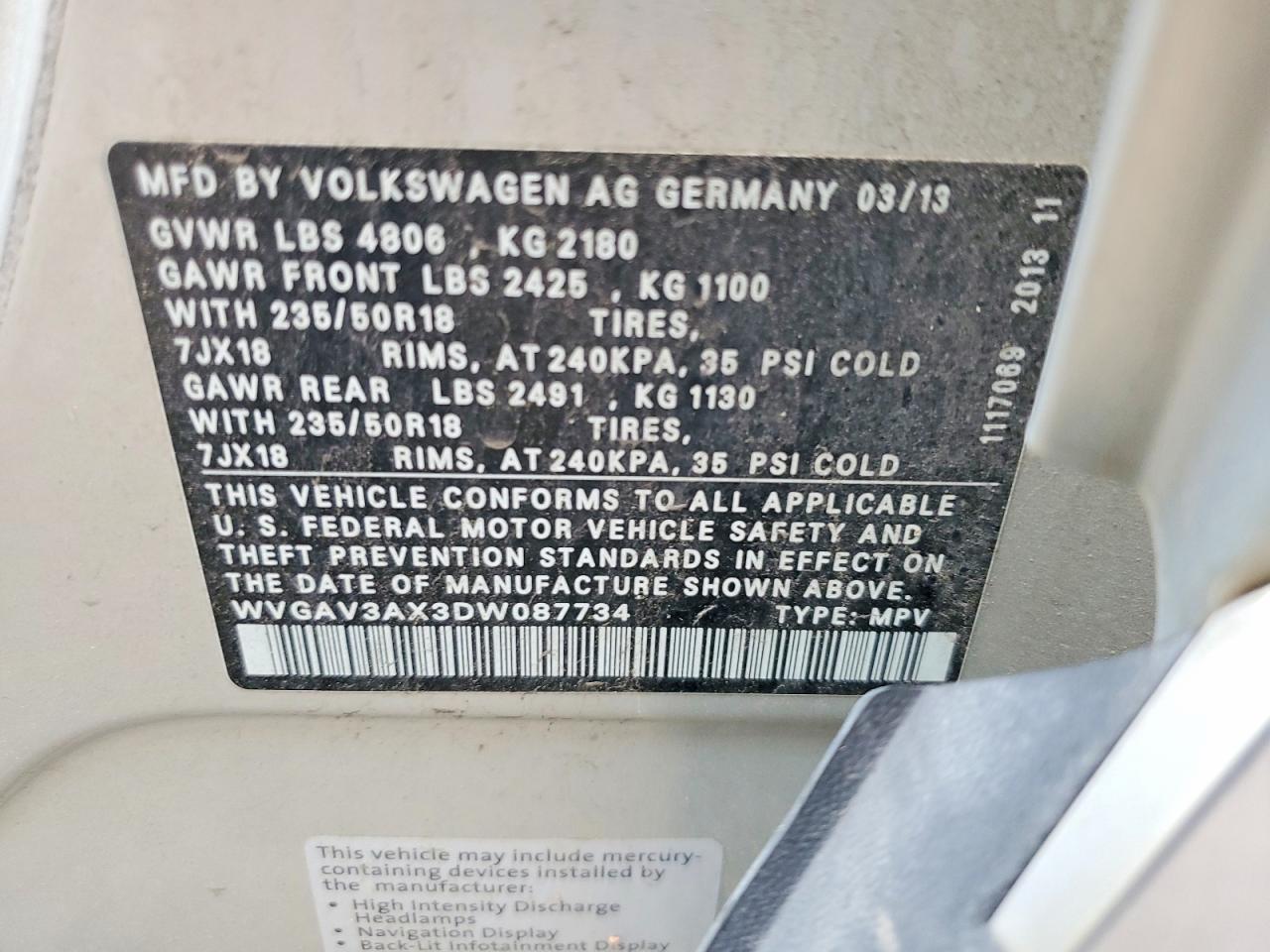 2013 Volkswagen Tiguan S Silver vin: WVGAV3AX3DW087734