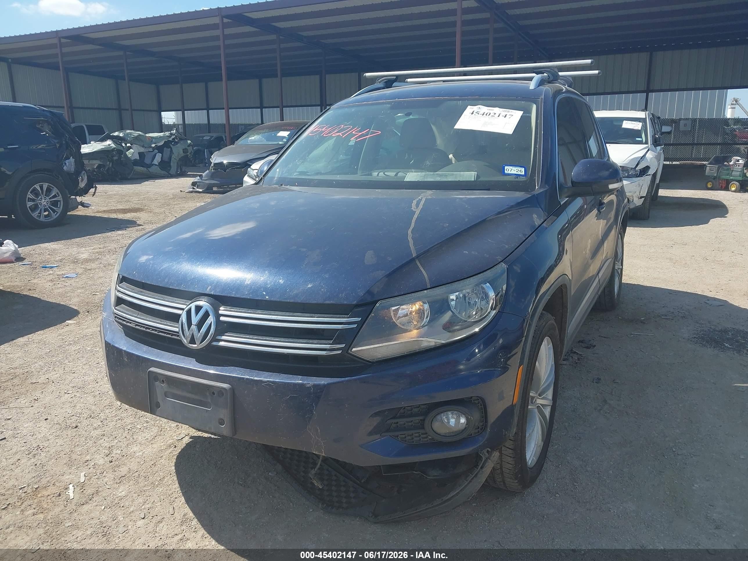 2014 Volkswagen Tiguan S/se/sel/r-line Blue vin: WVGAV3AX3EW522320