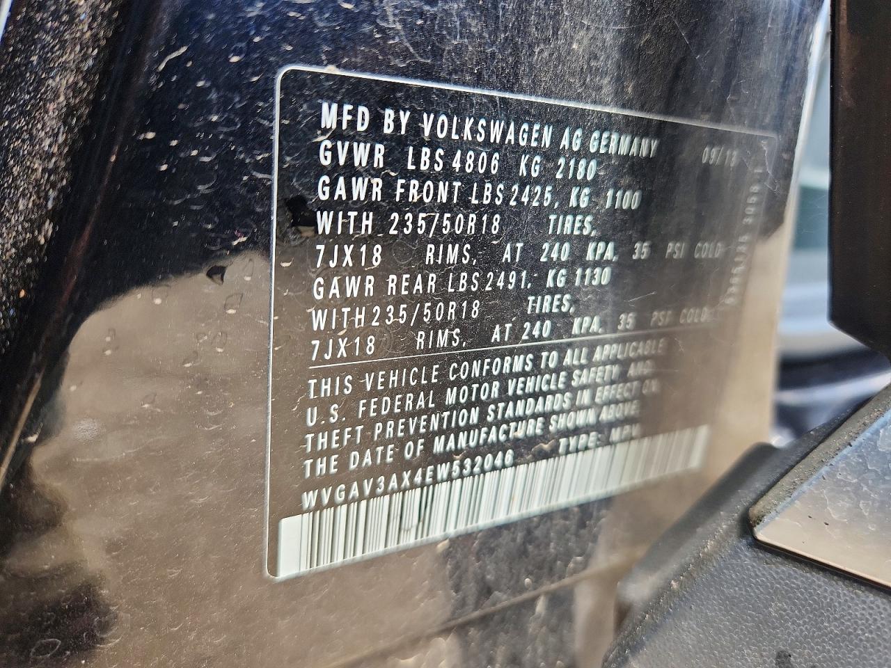 2014 Volkswagen Tiguan S Черный vin: WVGAV3AX4EW532046