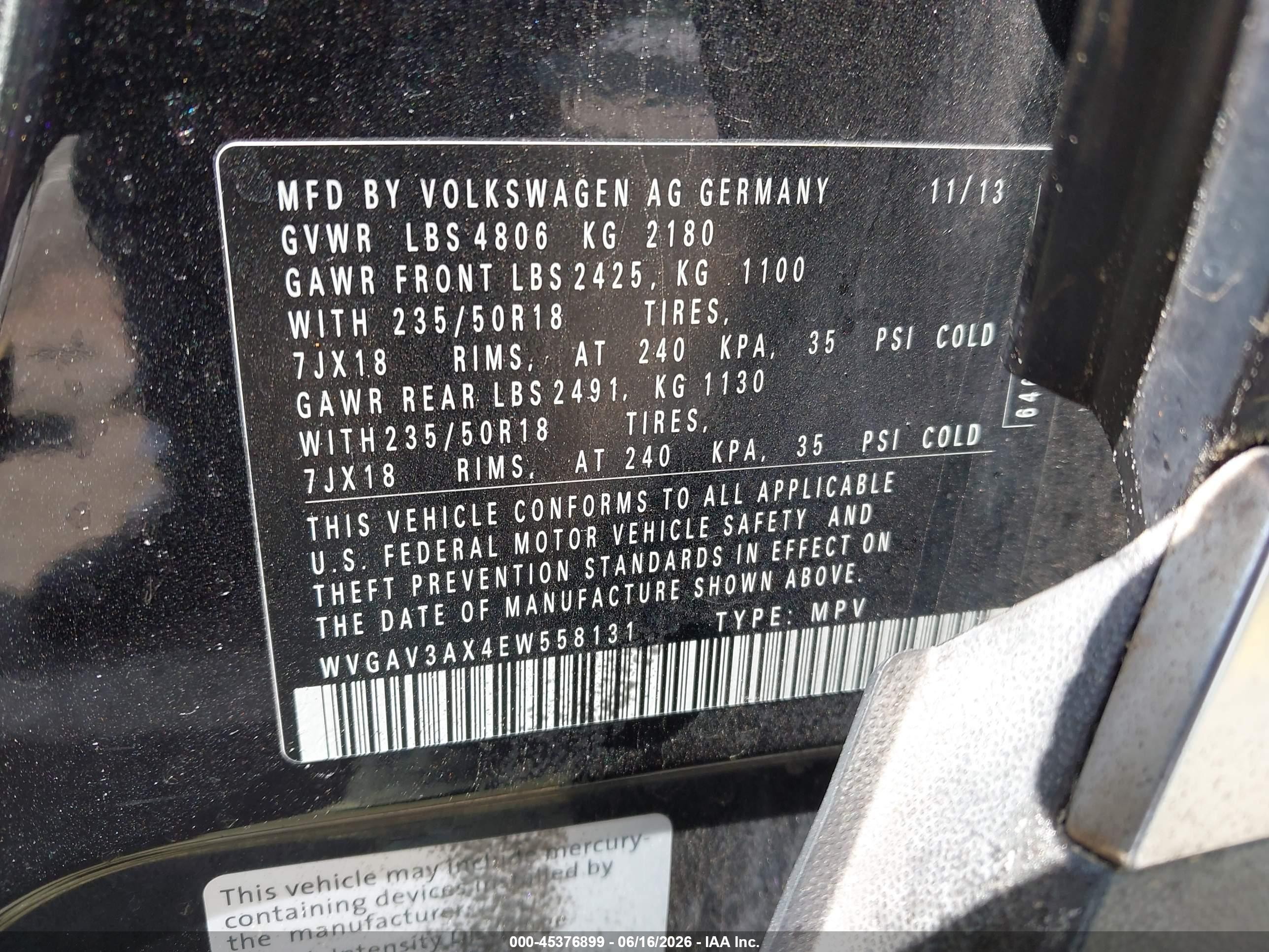 2014 Volkswagen Tiguan Sel Black vin: WVGAV3AX4EW558131