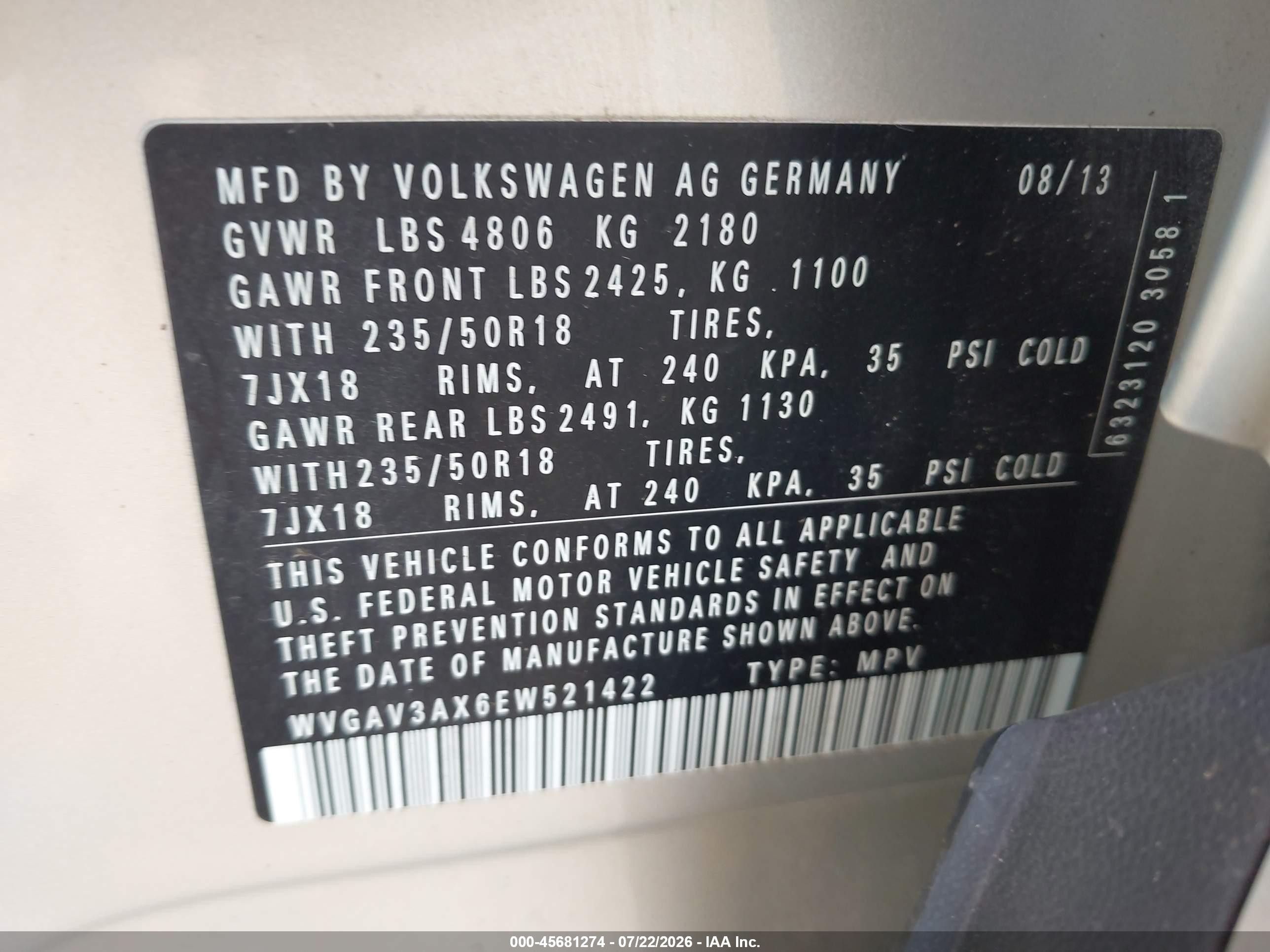 2014 Volkswagen Tiguan Se Silver vin: WVGAV3AX6EW521422