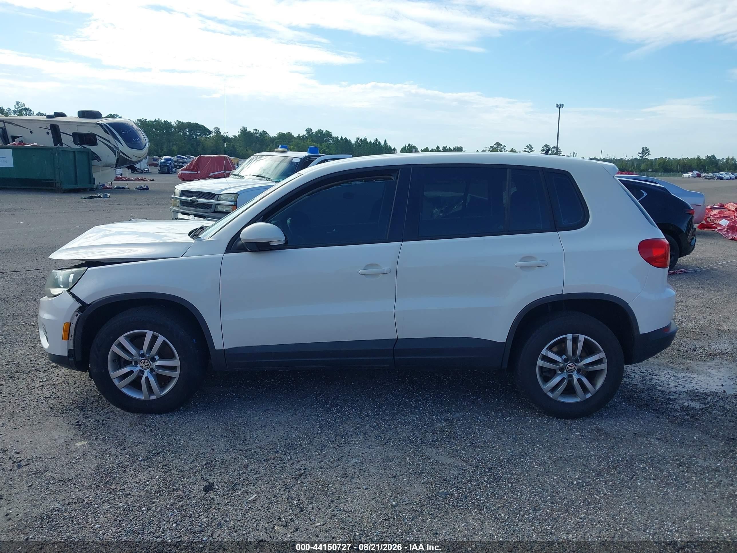 2014 Volkswagen Tiguan S White vin: WVGAV3AX6EW521808