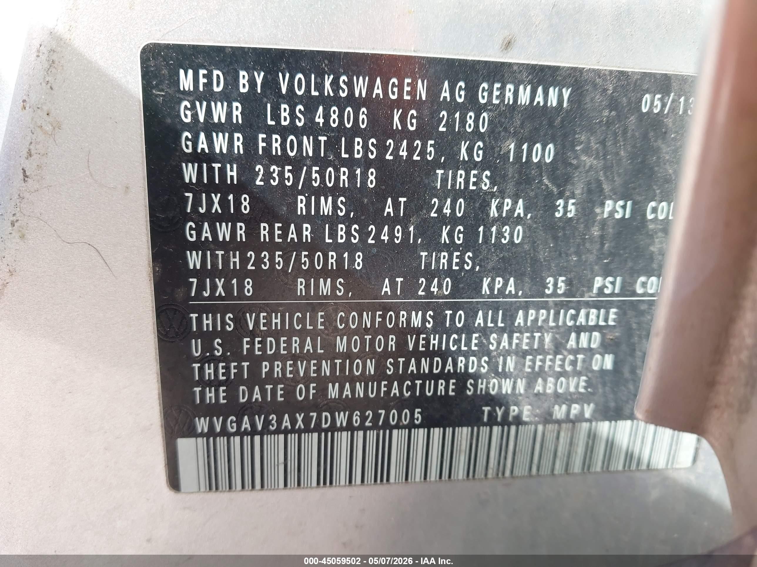 2013 Volkswagen Tiguan Se Silver vin: WVGAV3AX7DW627005