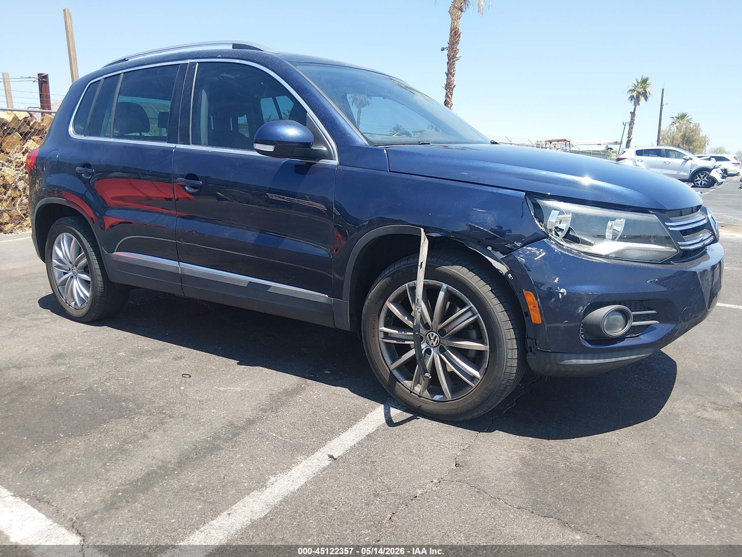 2014 Volkswagen Tiguan Sel Blue vin: WVGAV3AX7EW559659
