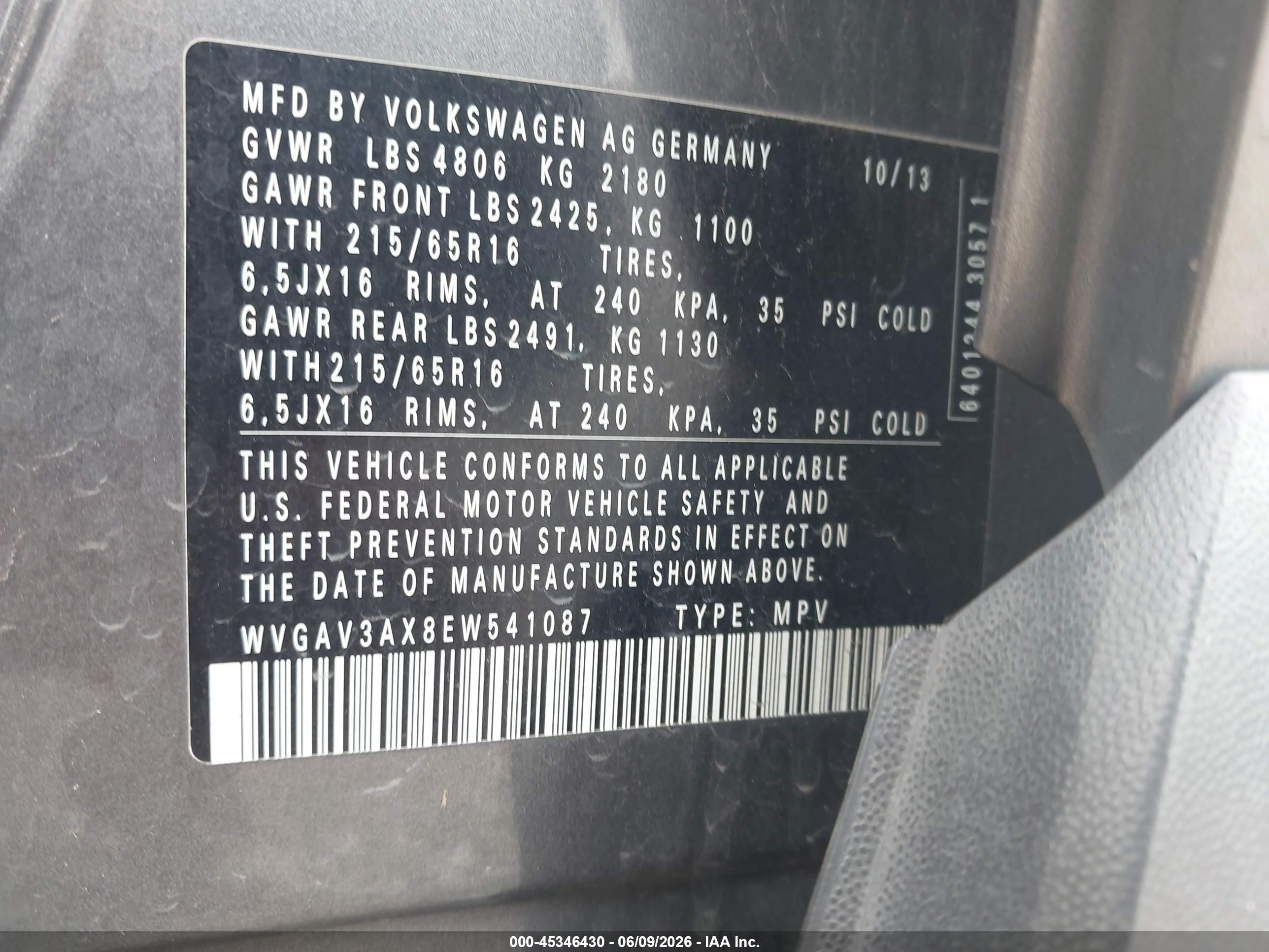 2014 Volkswagen Tiguan S Gray vin: WVGAV3AX8EW541087