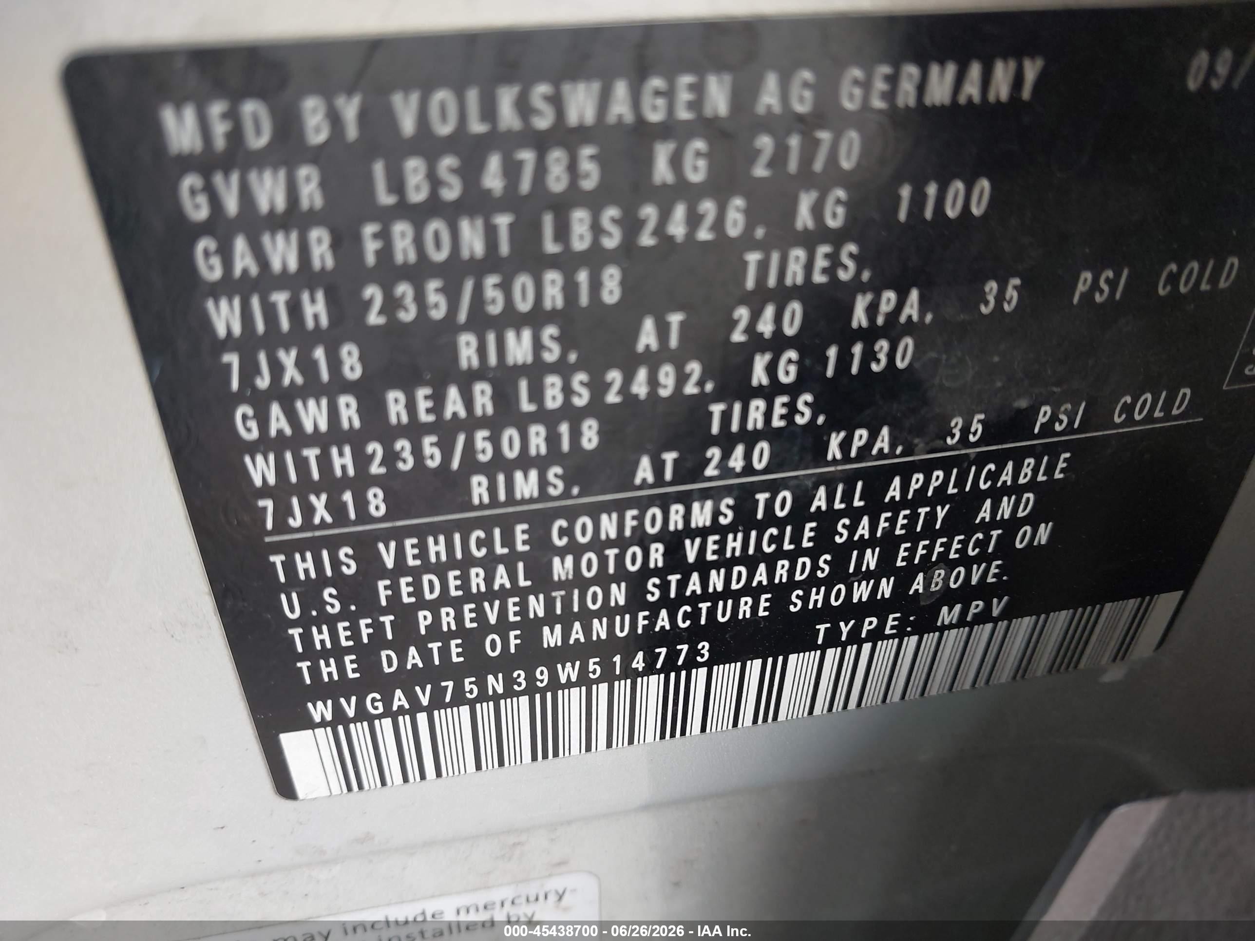 2009 Volkswagen Tiguan S/se/sel Silver vin: WVGAV75N39W514773