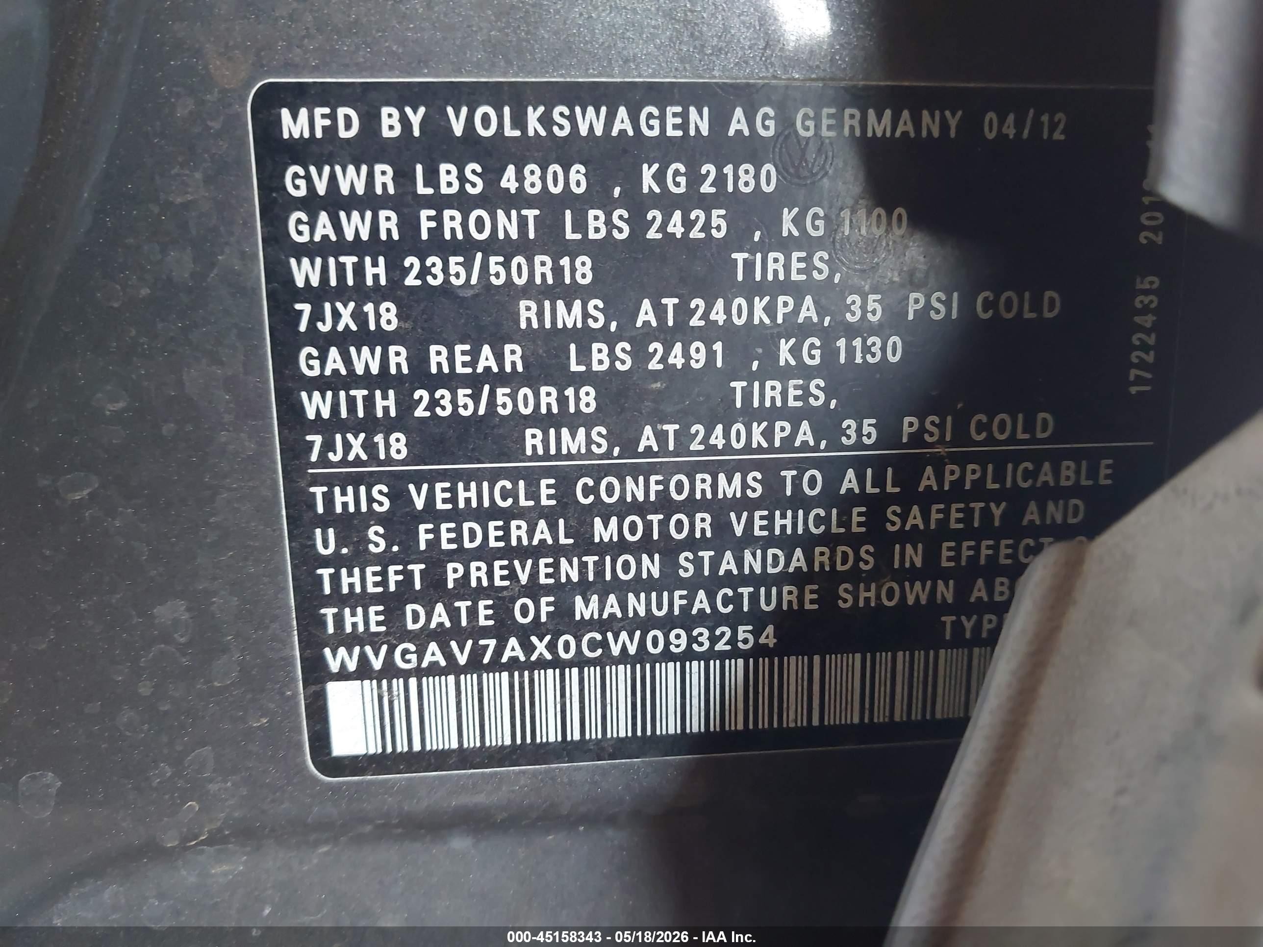 2012 Volkswagen Tiguan Se Gray vin: WVGAV7AX0CW093254