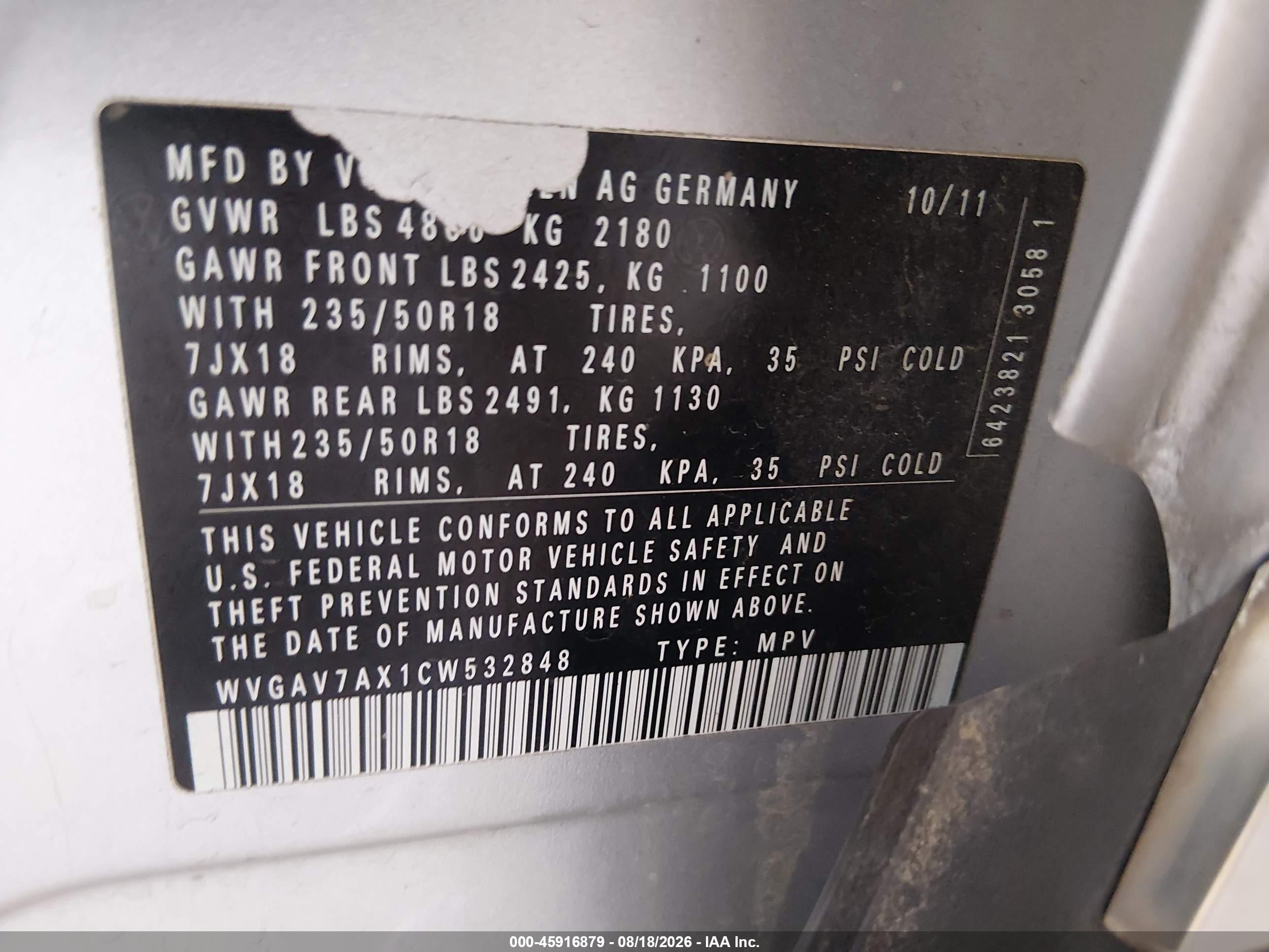 2012 Volkswagen Tiguan Se Silver vin: WVGAV7AX1CW532848