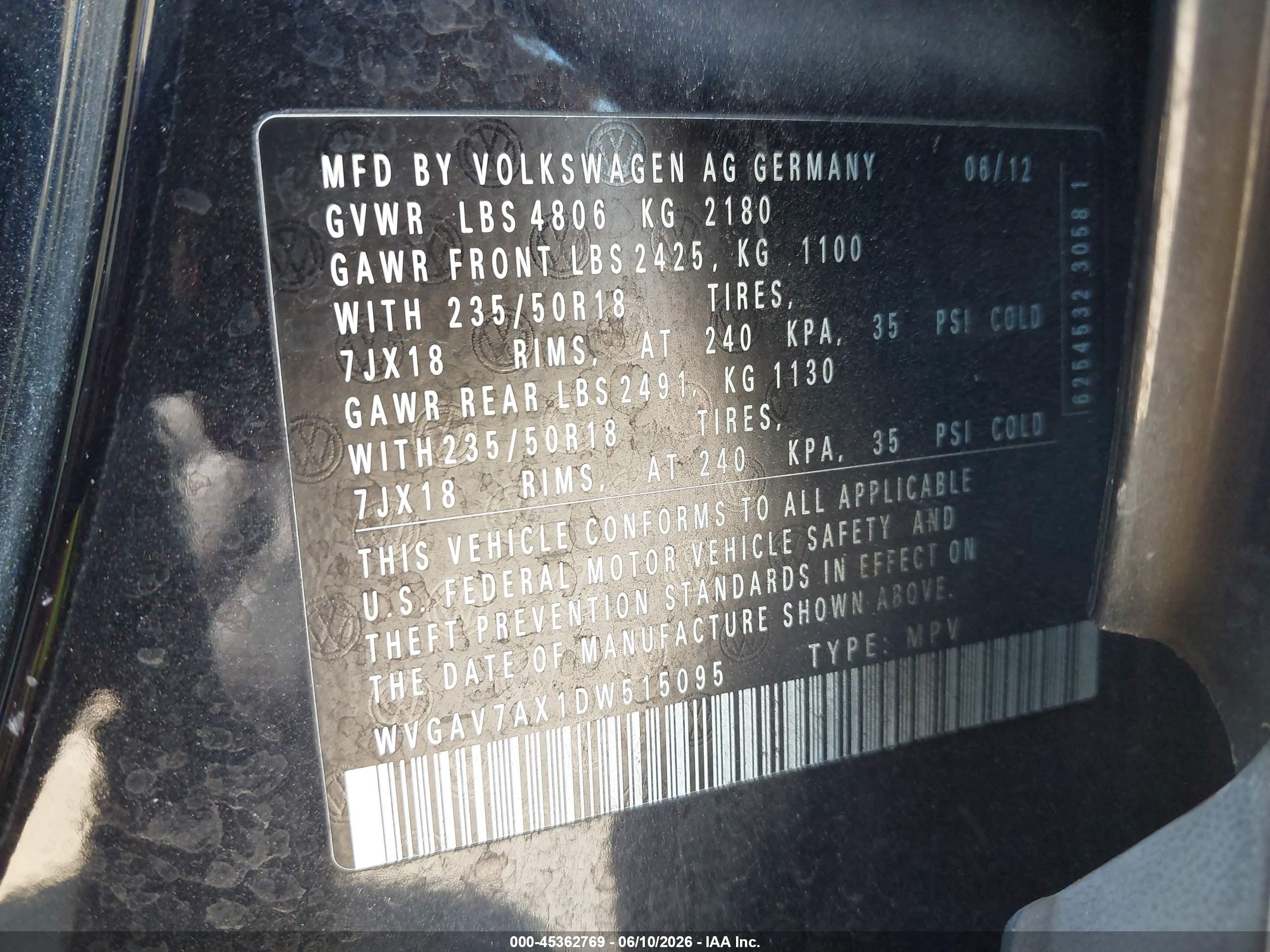 2013 Volkswagen Tiguan Se Черный vin: WVGAV7AX1DW515095