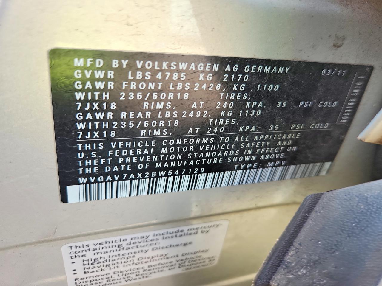 2011 Volkswagen Tiguan S Silver vin: WVGAV7AX2BW547129
