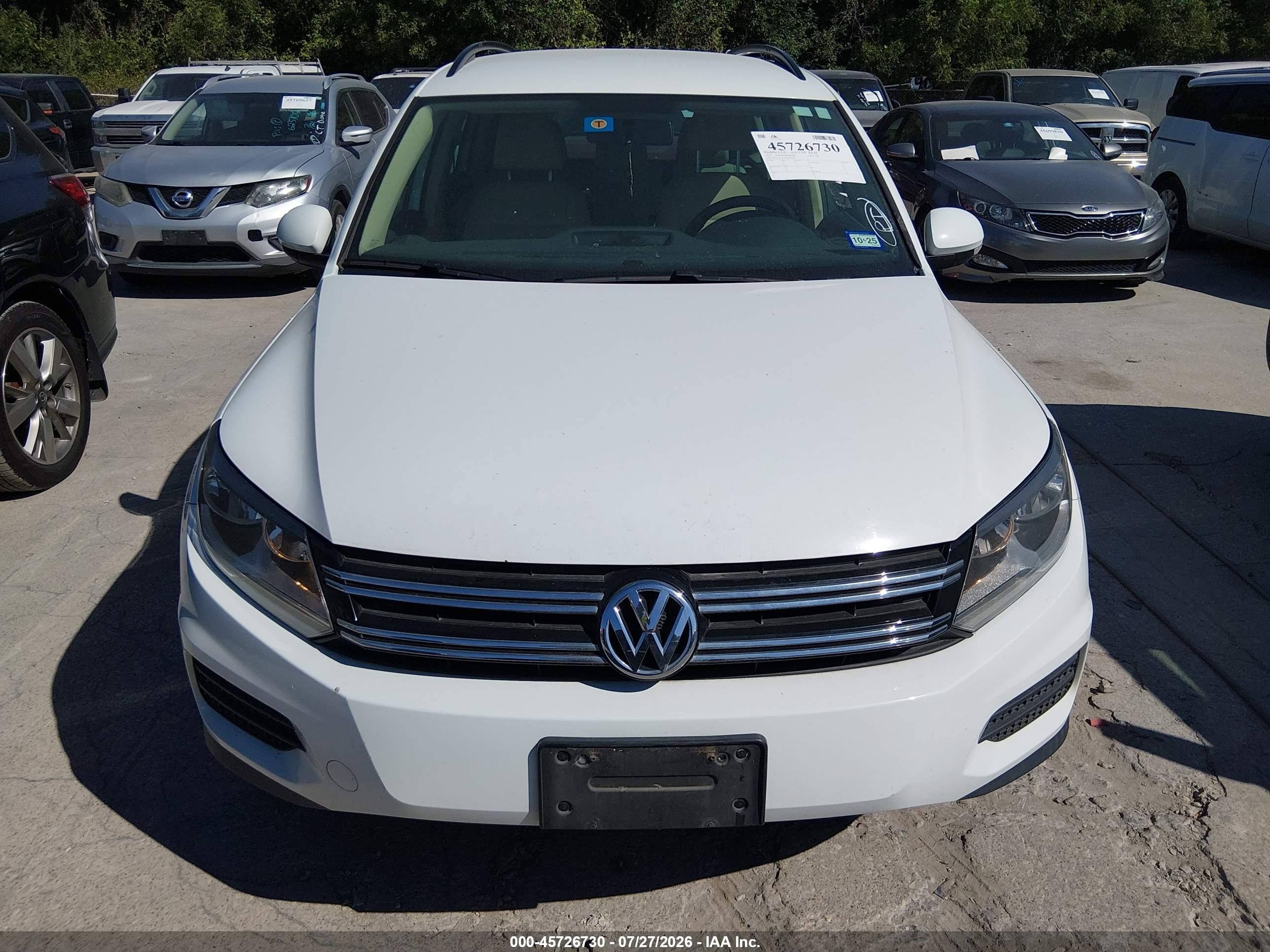 2015 Volkswagen Tiguan Se White vin: WVGAV7AX2FW607058