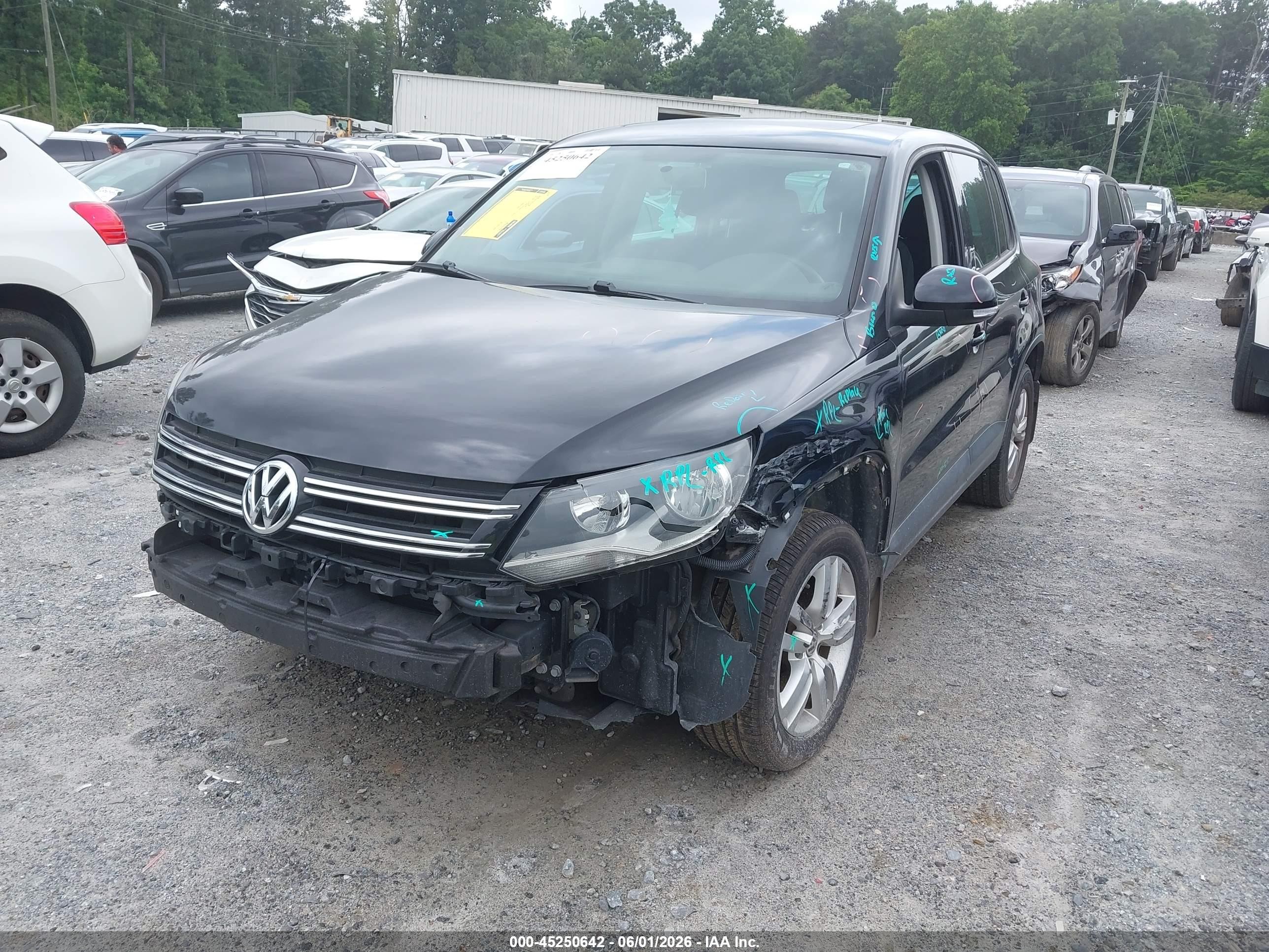 2012 Volkswagen Tiguan S Черный vin: WVGAV7AX3CW605914