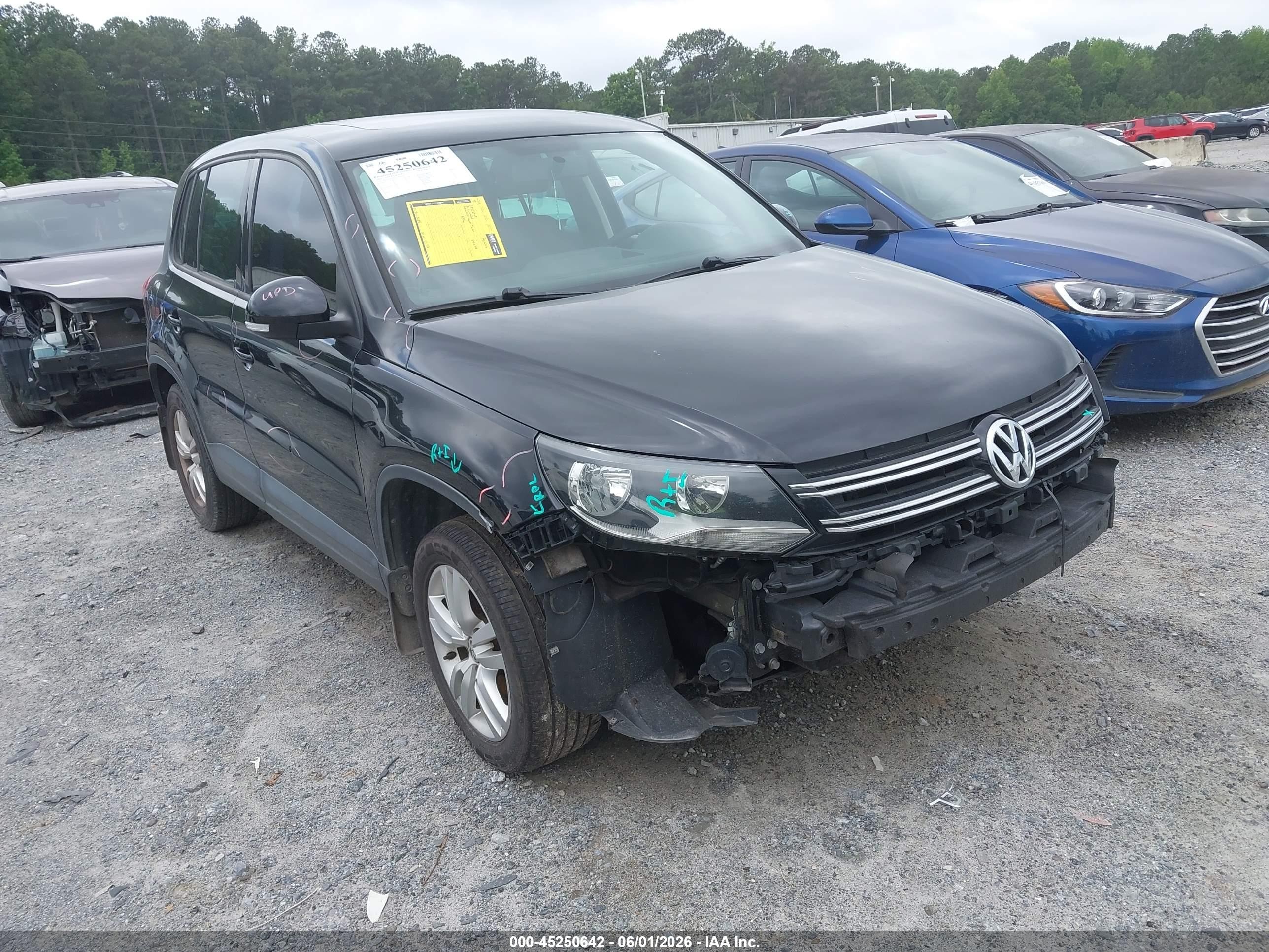 2012 Volkswagen Tiguan S Черный vin: WVGAV7AX3CW605914
