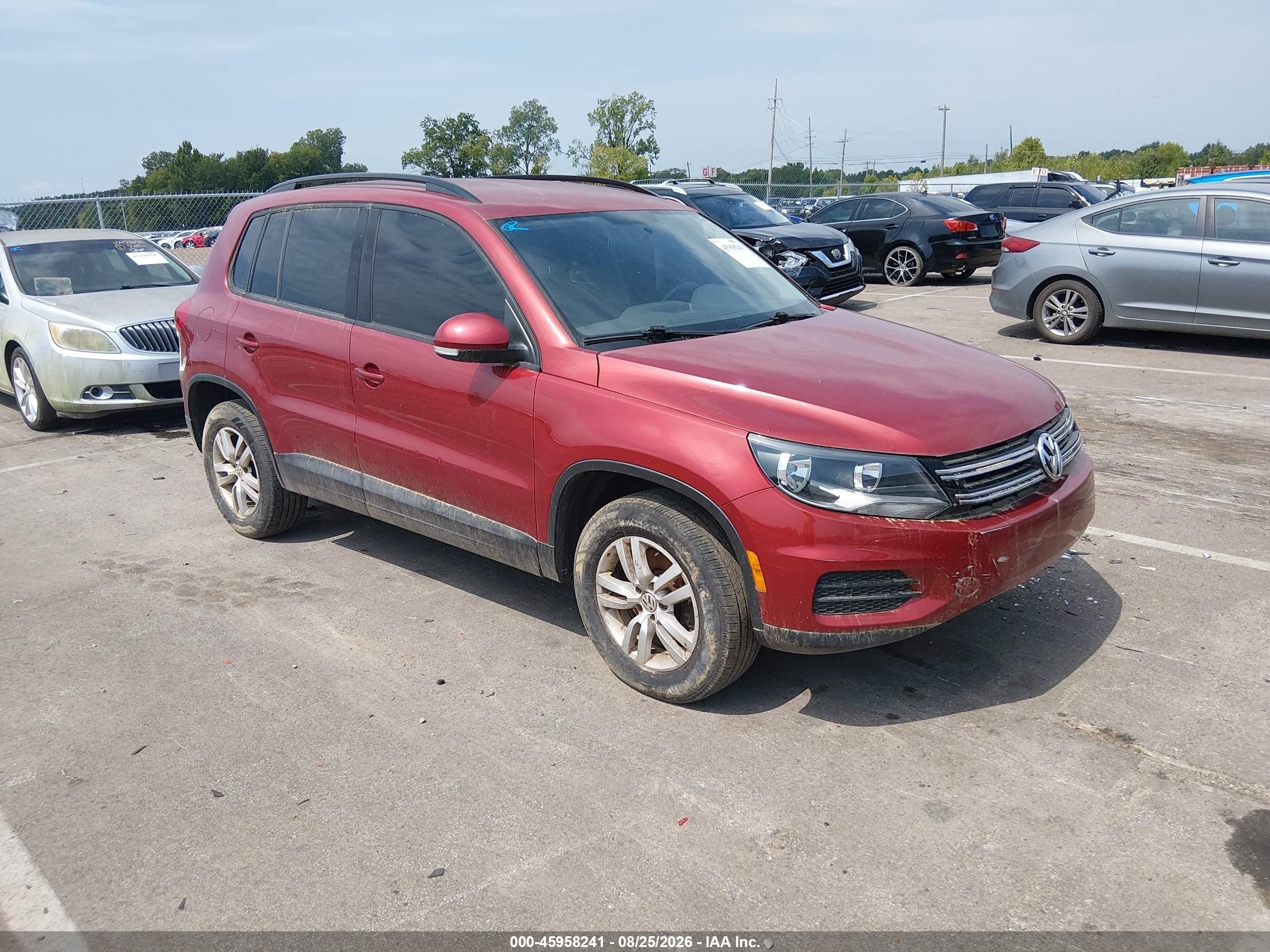 2015 Volkswagen Tiguan S Red vin: WVGAV7AX5FW103457