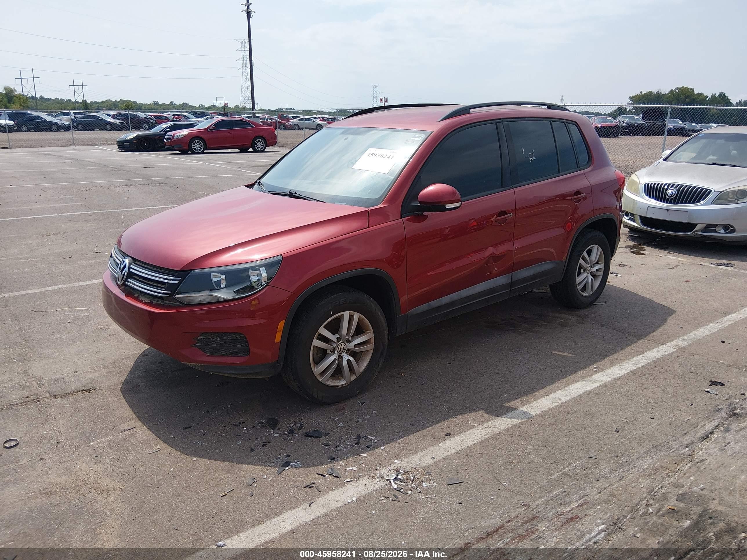 2015 Volkswagen Tiguan S Red vin: WVGAV7AX5FW103457